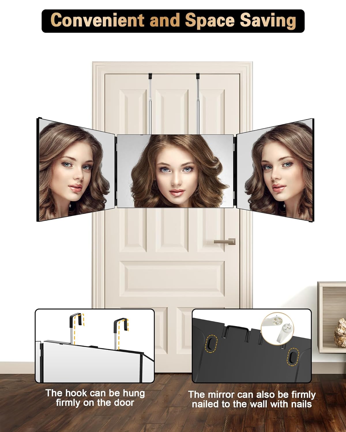 360 Self Hair Cutting Mirror - Clear Anti-Fog HD Glass