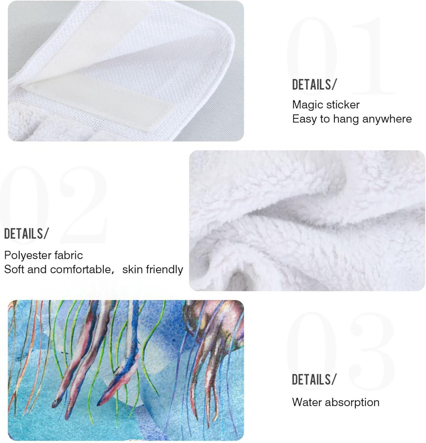 Watercolor Jellyfish Kitchen Hand Towels
