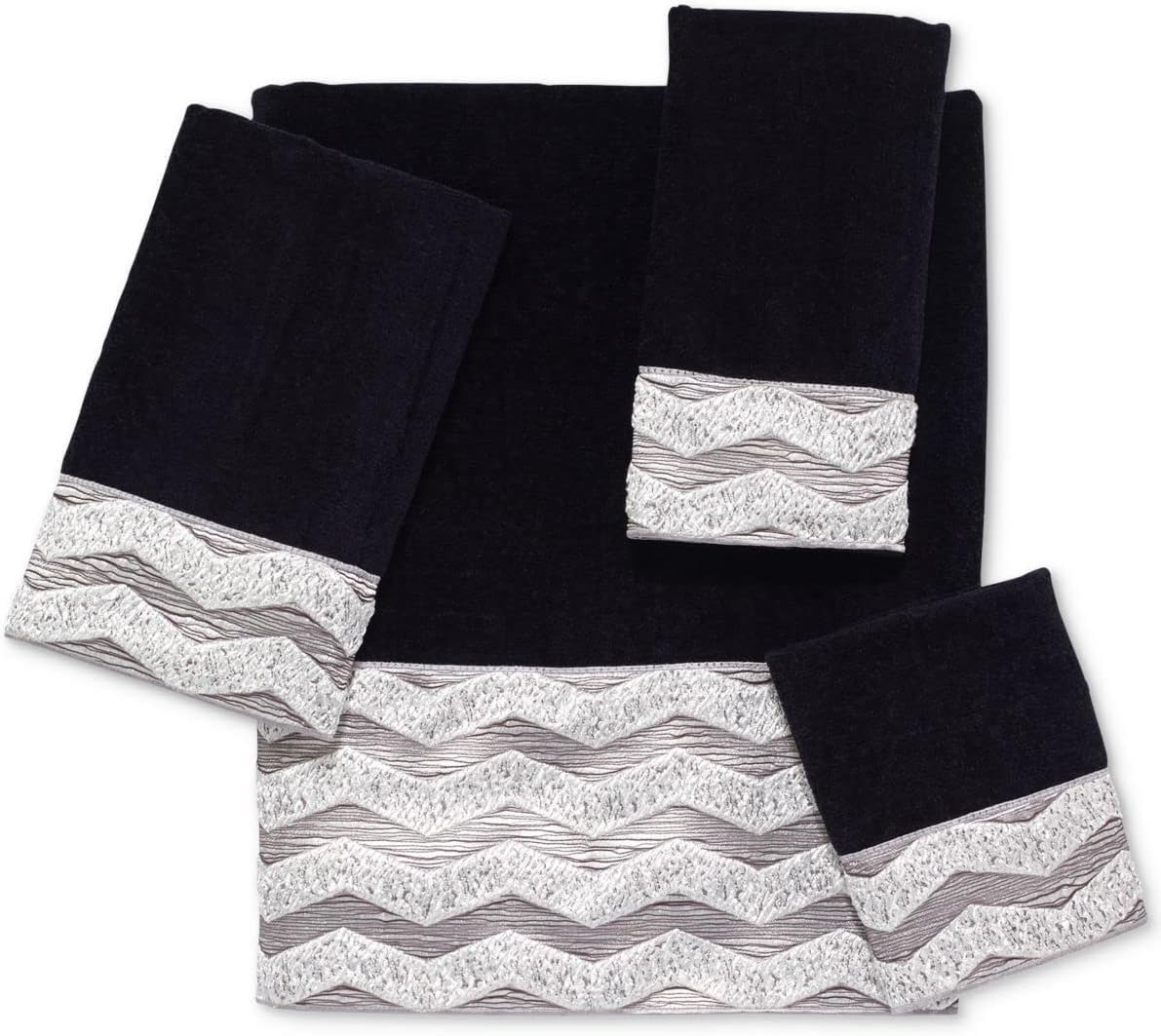 Avanti Linens Hand Towel Soft Absorbent Cotton Chevron Galaxy Black