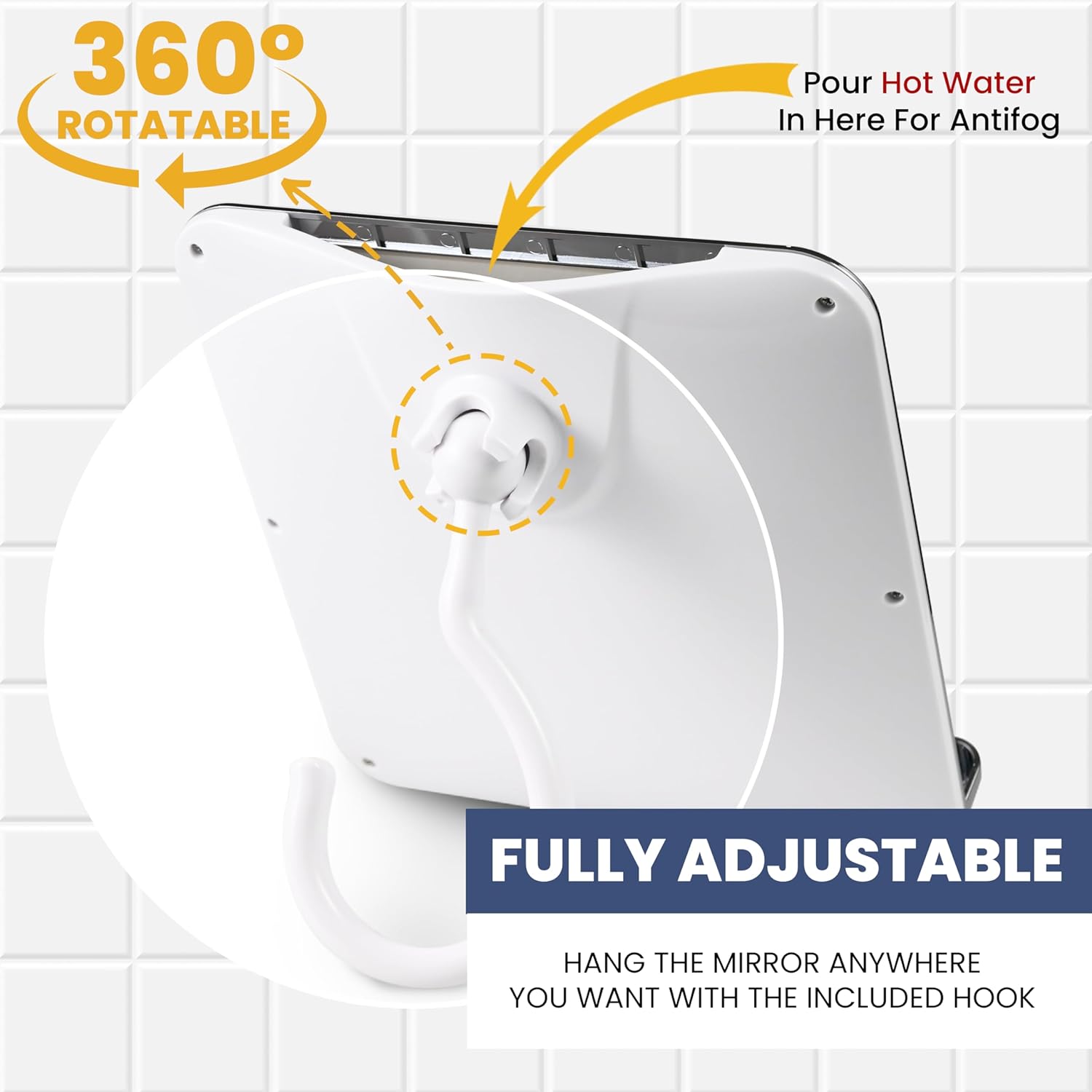 MirrorVana Fogless Shower Mirror Real Glass No Fog Perfect Shave