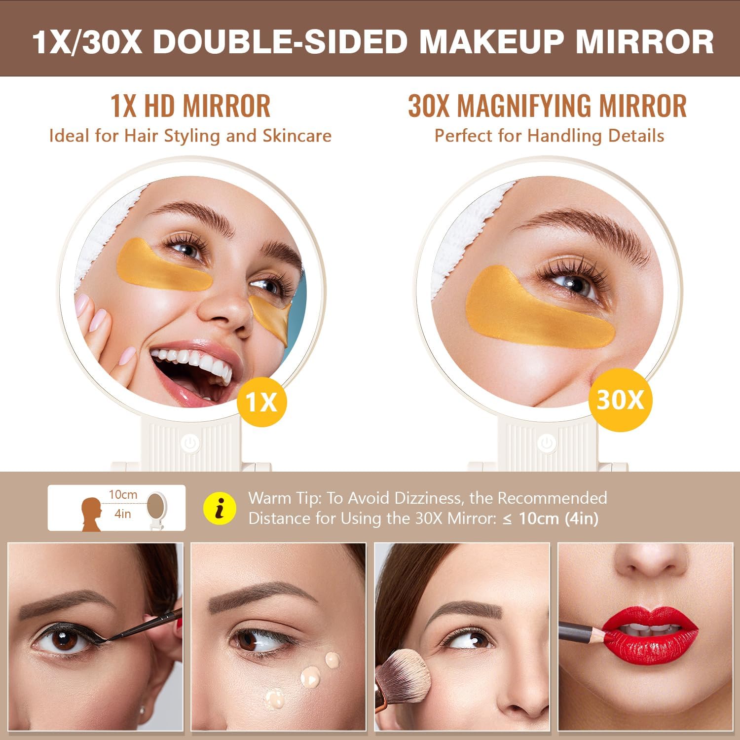 Versatile 1X 30X Magnifying Mirror for Travelers and Professionals
