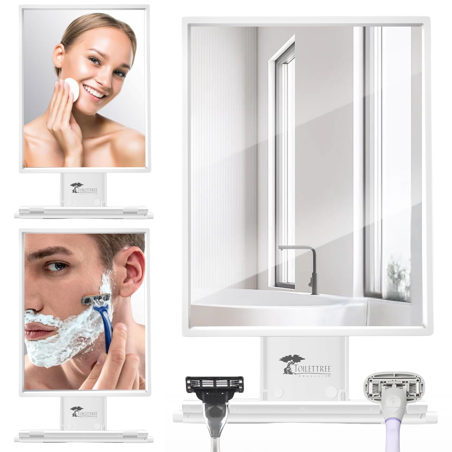 Fogless Shower Mirror with Squeegee - Crystal-clear for Shaving Makeup