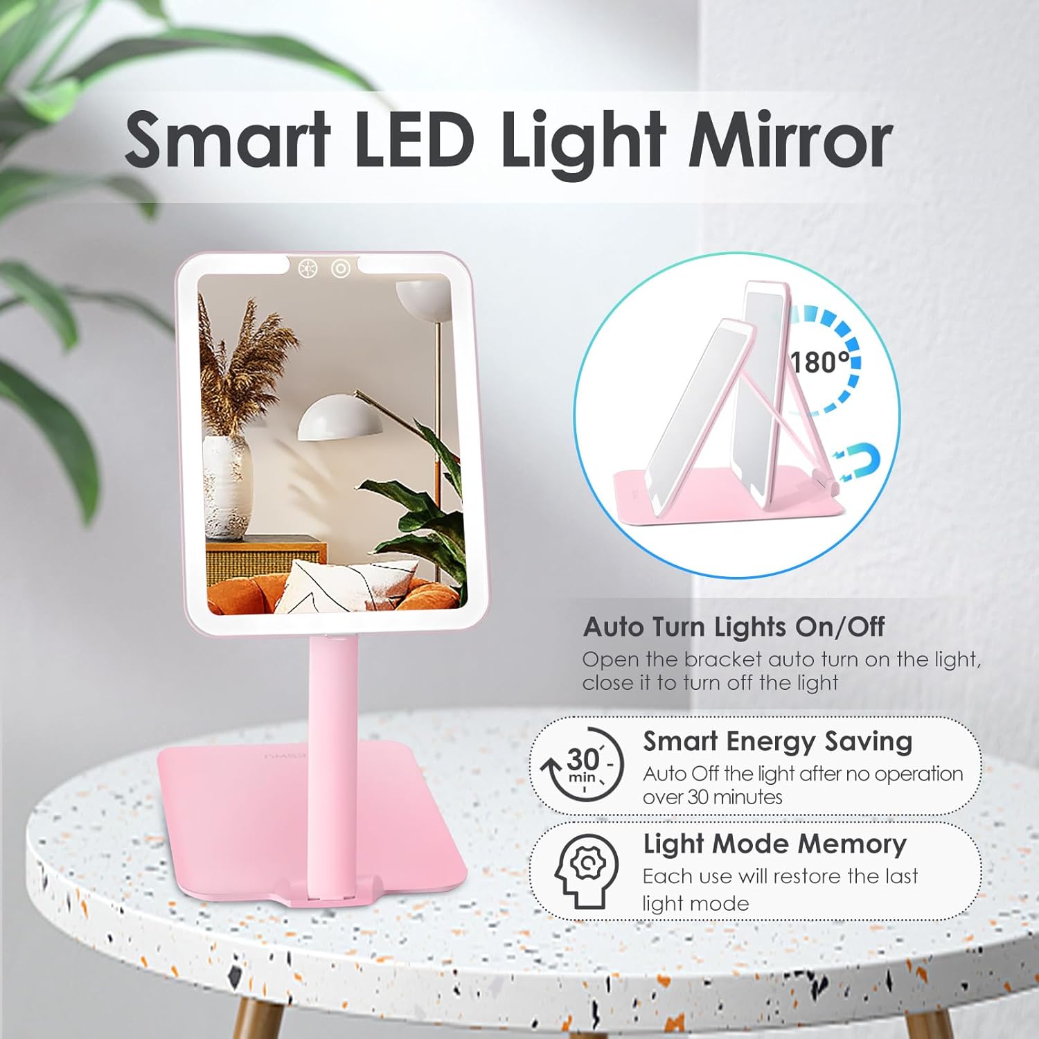 ESWU Compact Folding Travel Makeup Mirror with Light