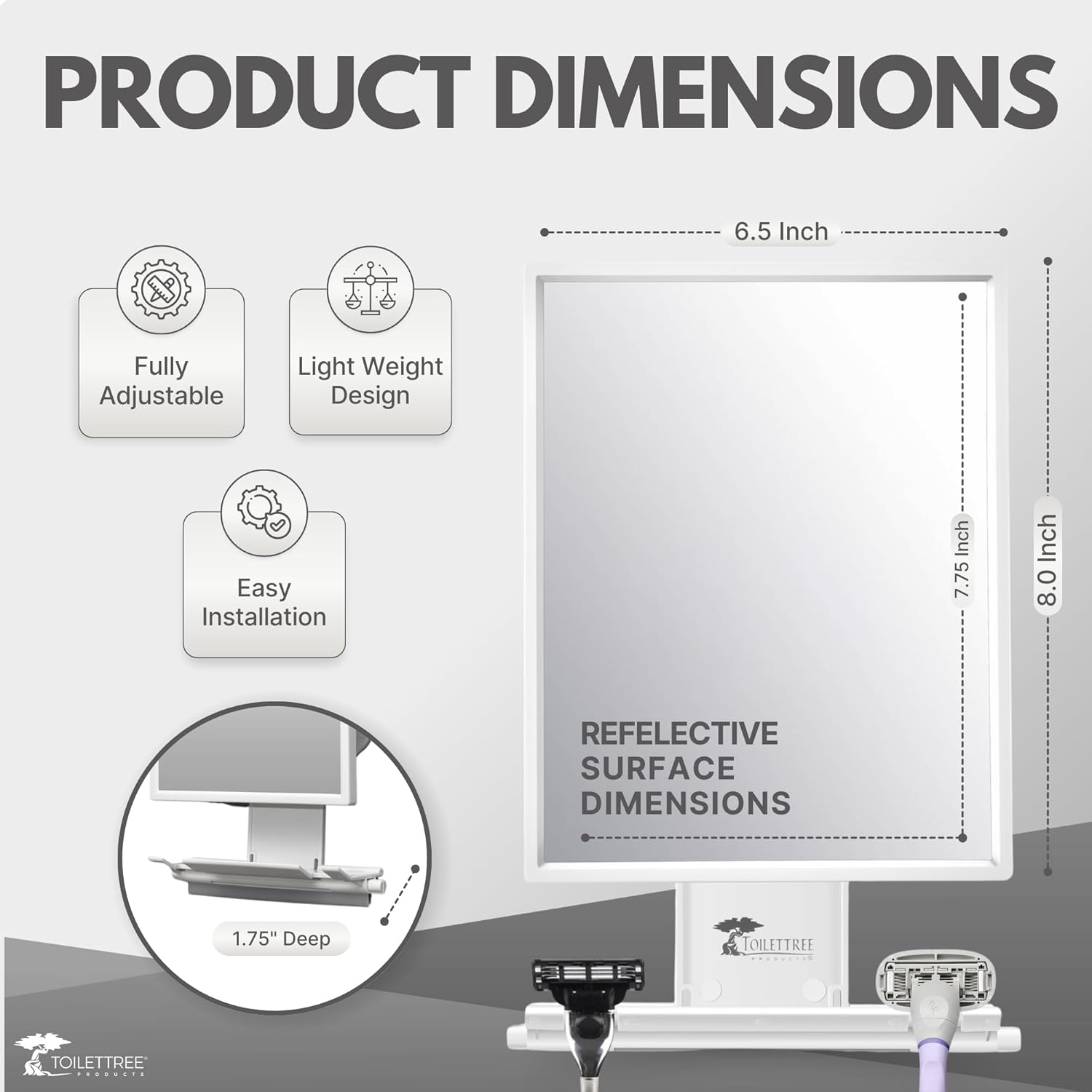 Fogless Shower Mirror with Squeegee - Crystal-clear for Shaving Makeup