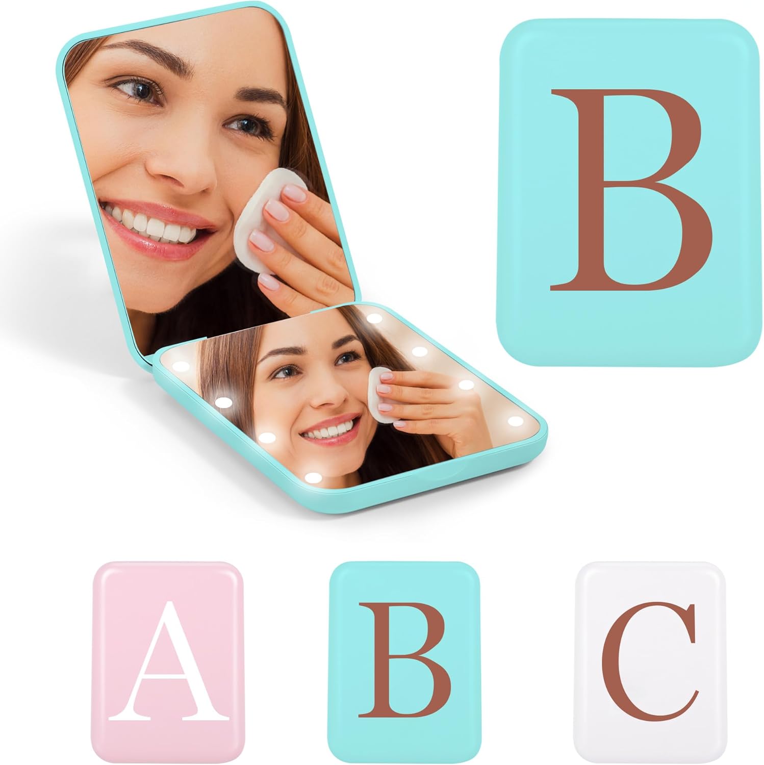STINI Compact Blue Makeup Mirror with Light - Bridewealth Gifting