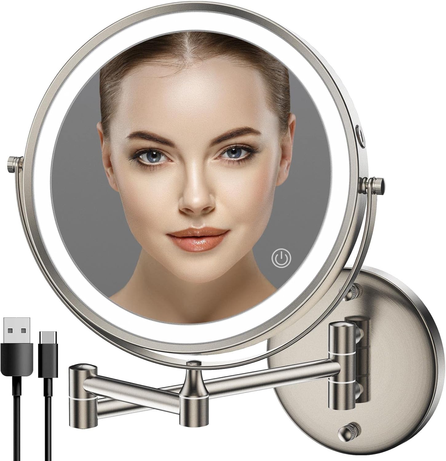 Spacious Wall-Mounted Makeup Mirror