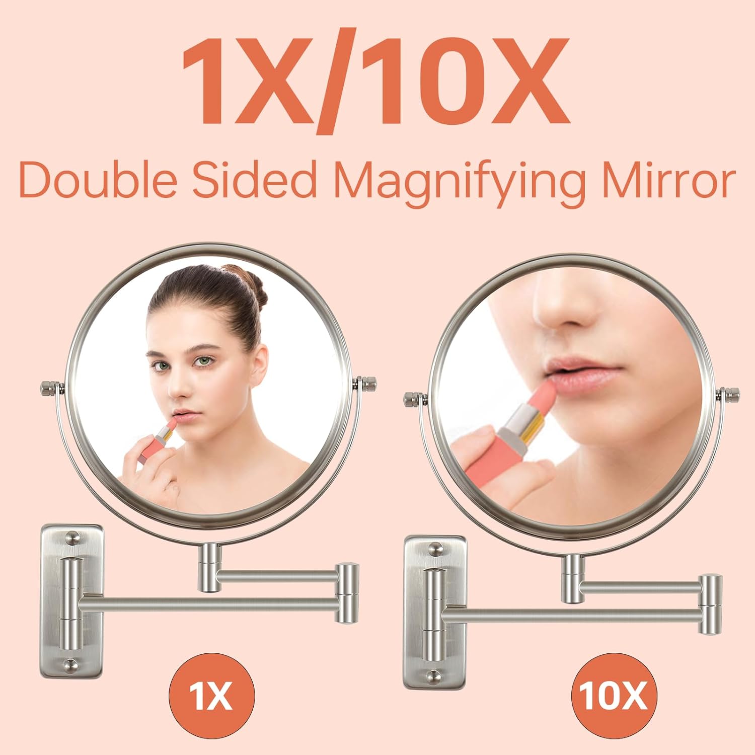 Erlingeryi 8 Double-Sided 10X Makeup Mirror for Bathroom