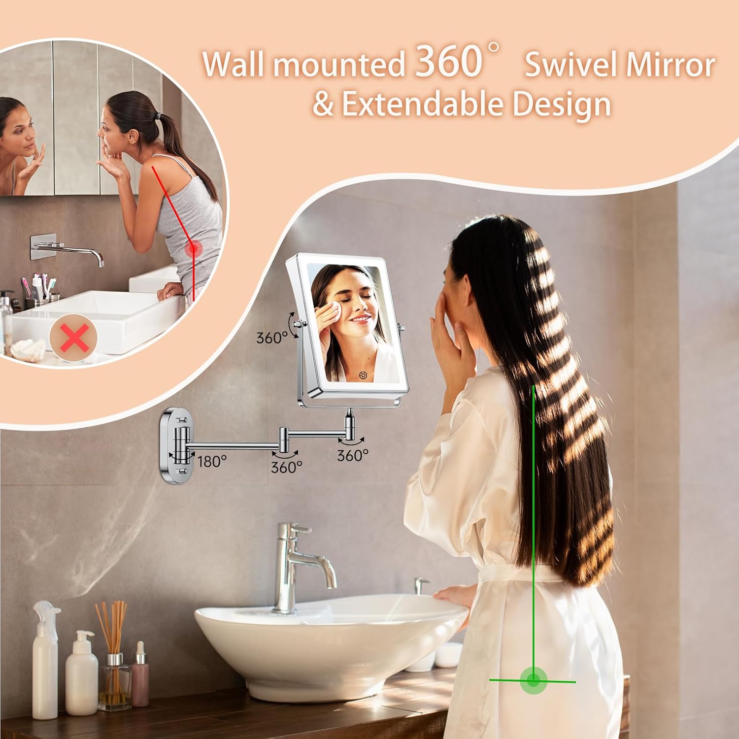 FASCINATE Rechargeable Wall-Mounted Makeup Mirror