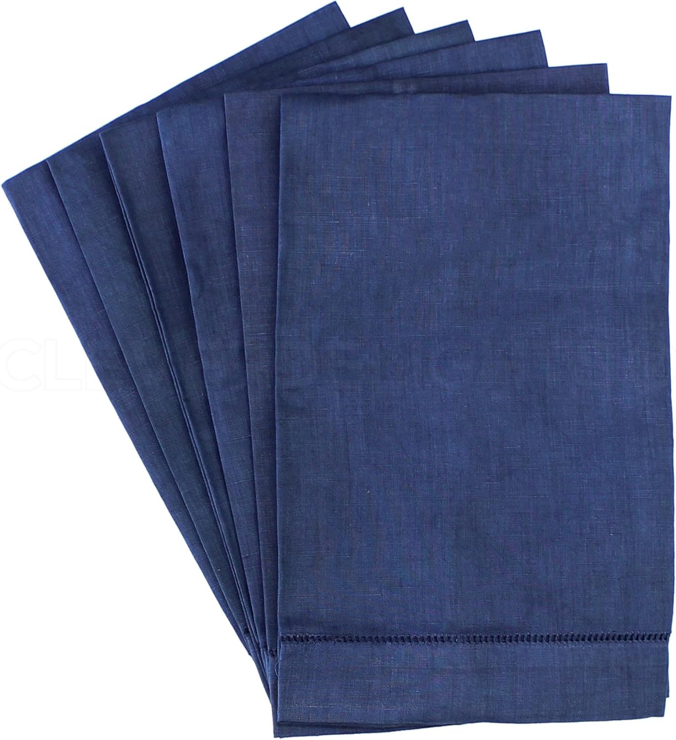 Elegant Navy Hemstitch Hand Towels