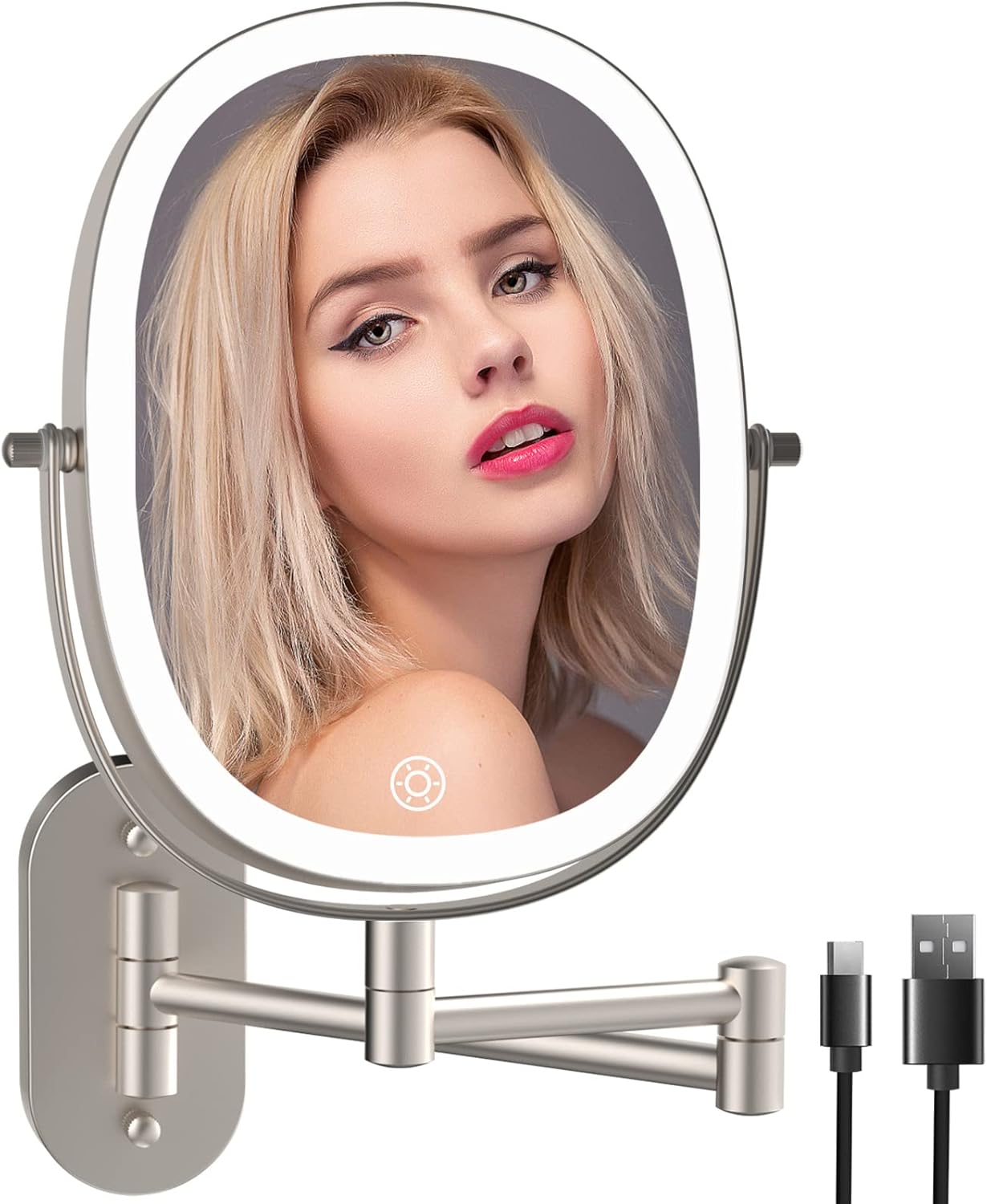 FUNTOUCH Double-Sided Wall-Mounted Makeup Mirror