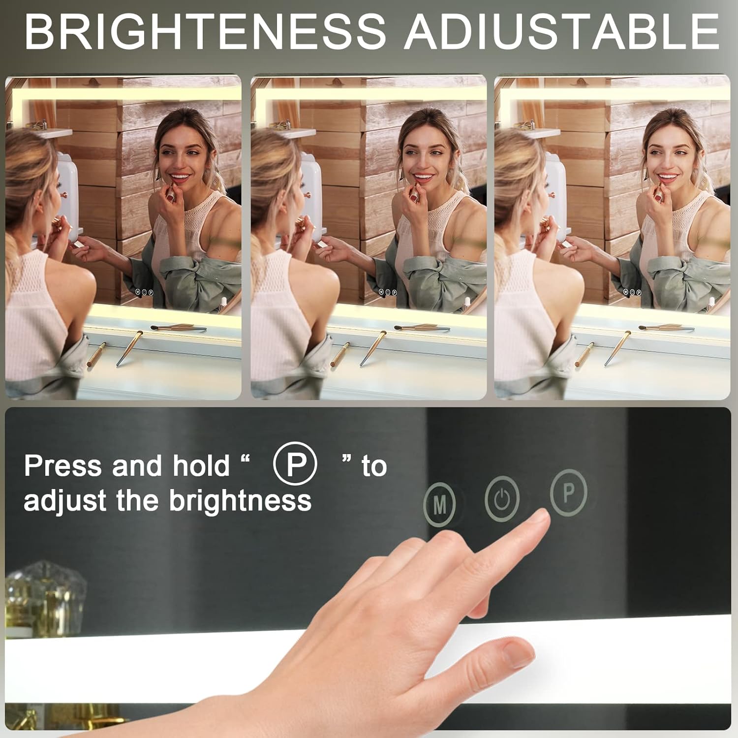 Sucedey Vanity Mirror Touch Screen Adjustable Lighting Detachable 10X Magnifier