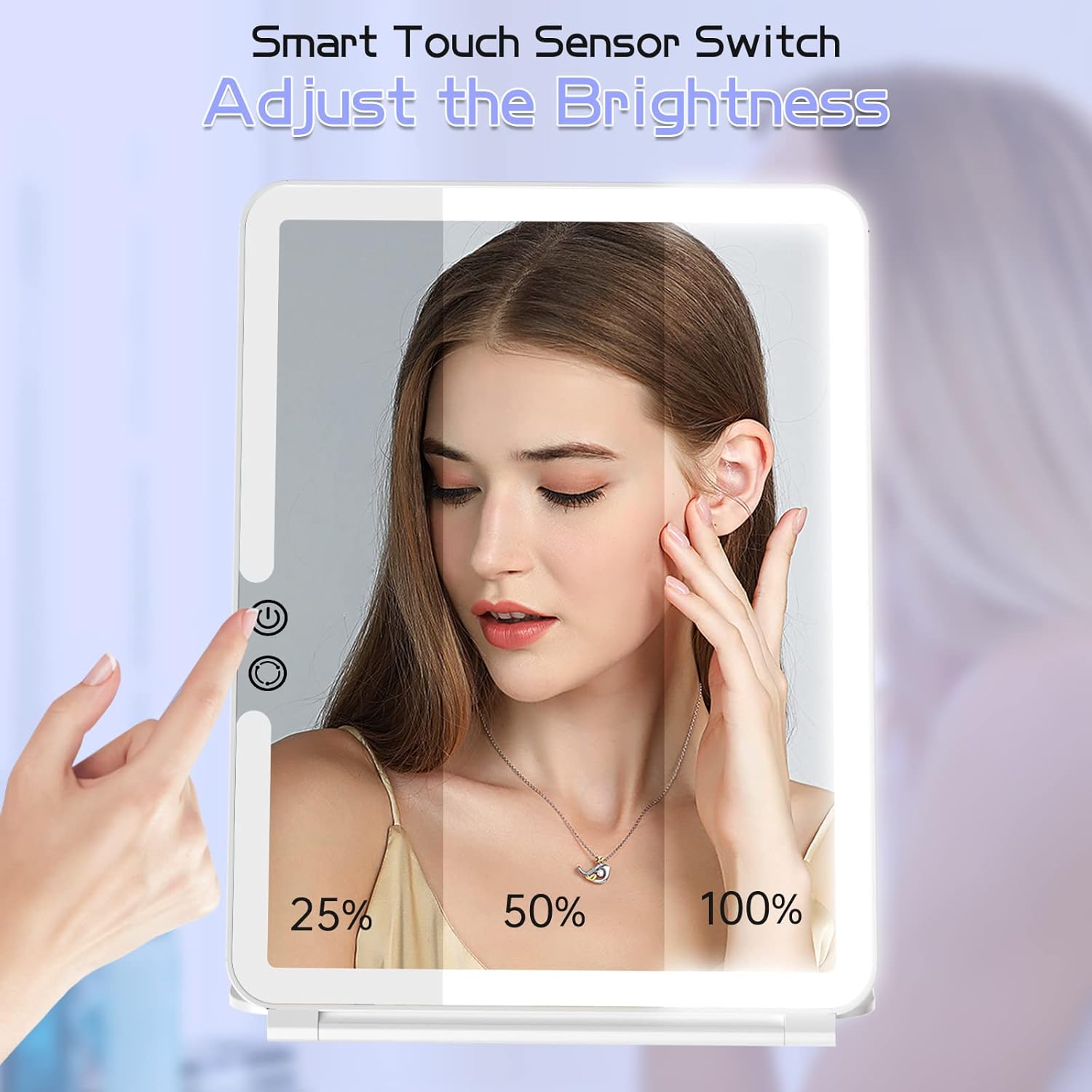FUNTOUCH 1800mAh Rechargeable Makeup Mirror with Lights