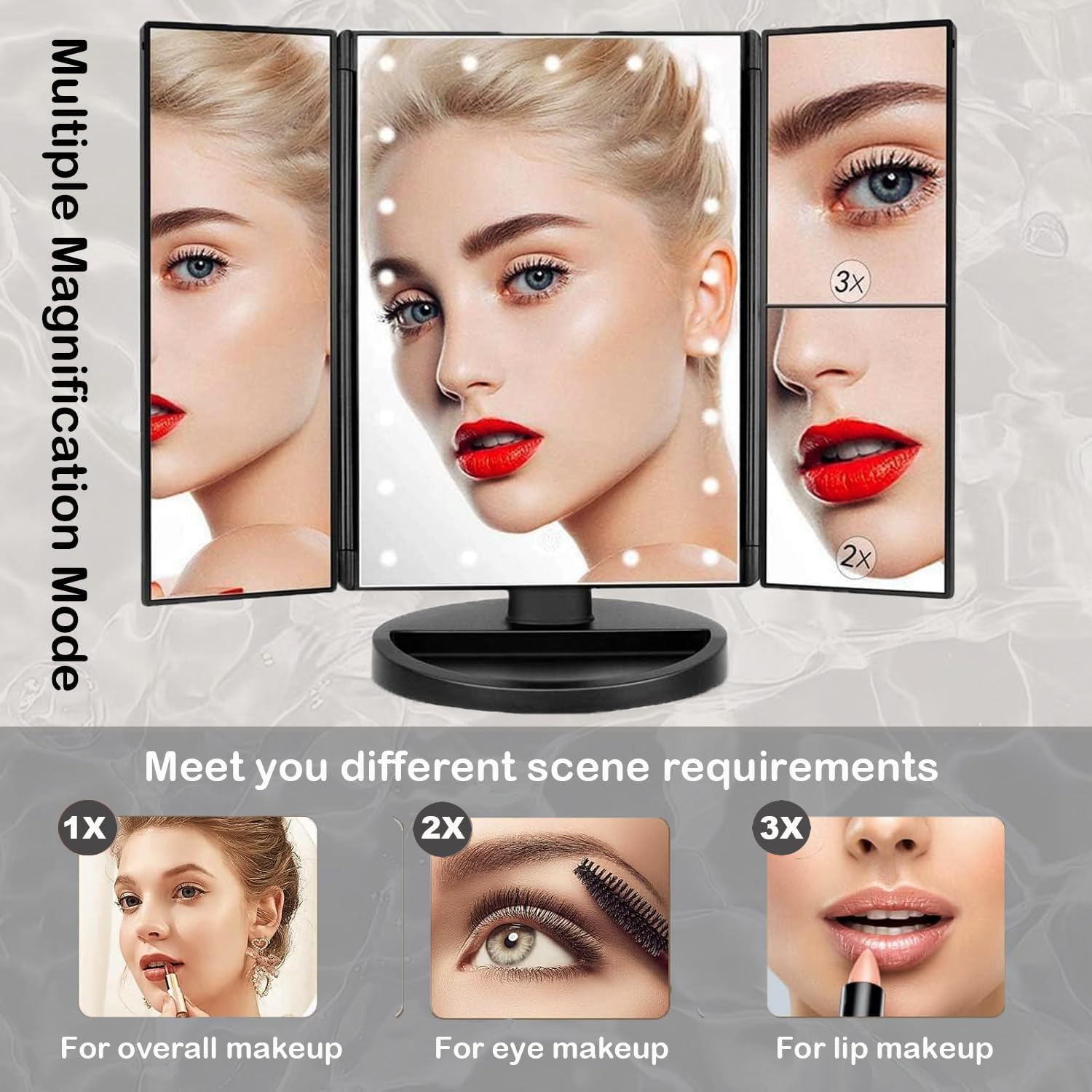 Lighted Vanity Mirror with 3X Magnification