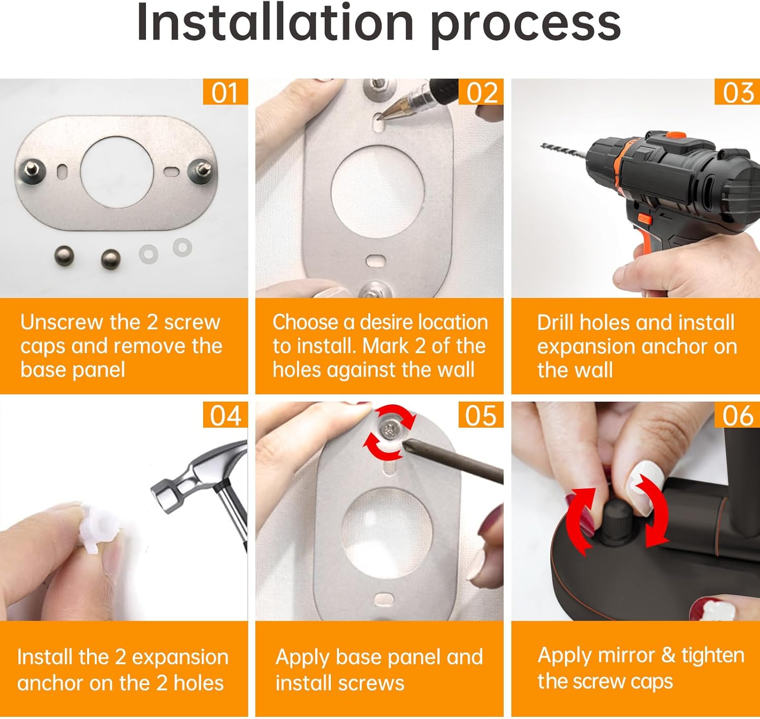 Rechargeable LED Wall-Mounted Makeup Mirror with 7x Magnification