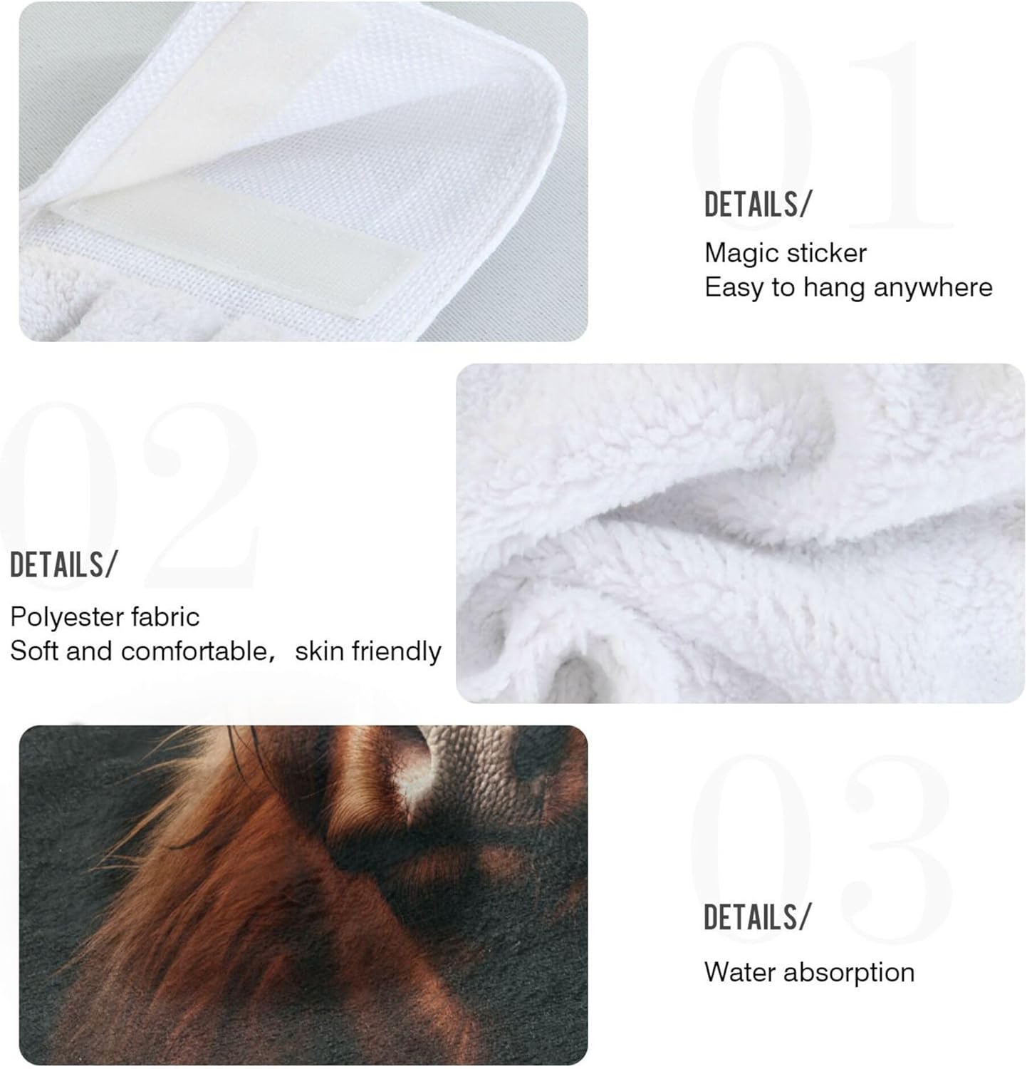 Scottish Highland Cow Fingertip Towels 2PCS Absorbent Kitchen Linen with Loop