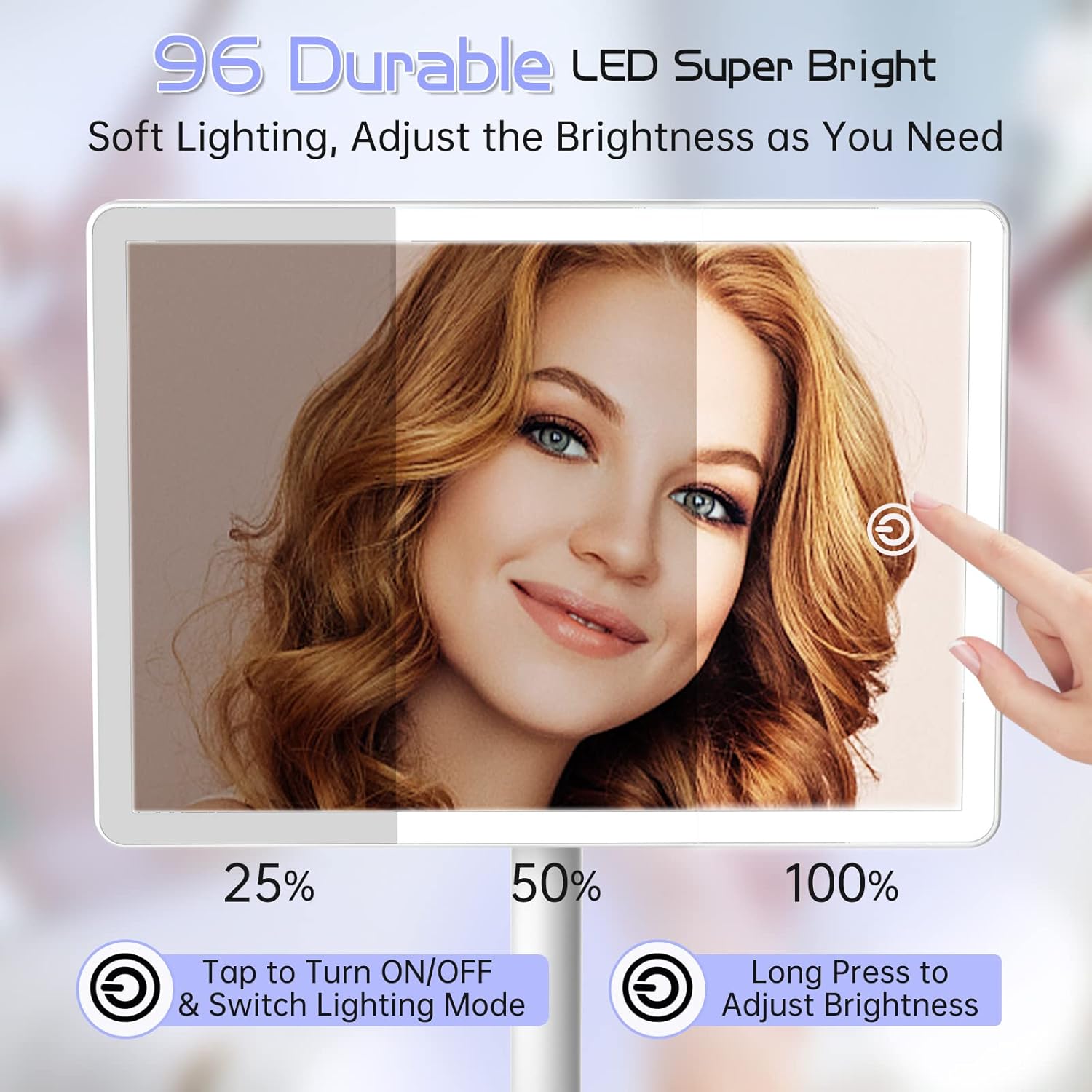 FUNTOUCH Rechargeable Makeup Mirror with Lights Phone Holder