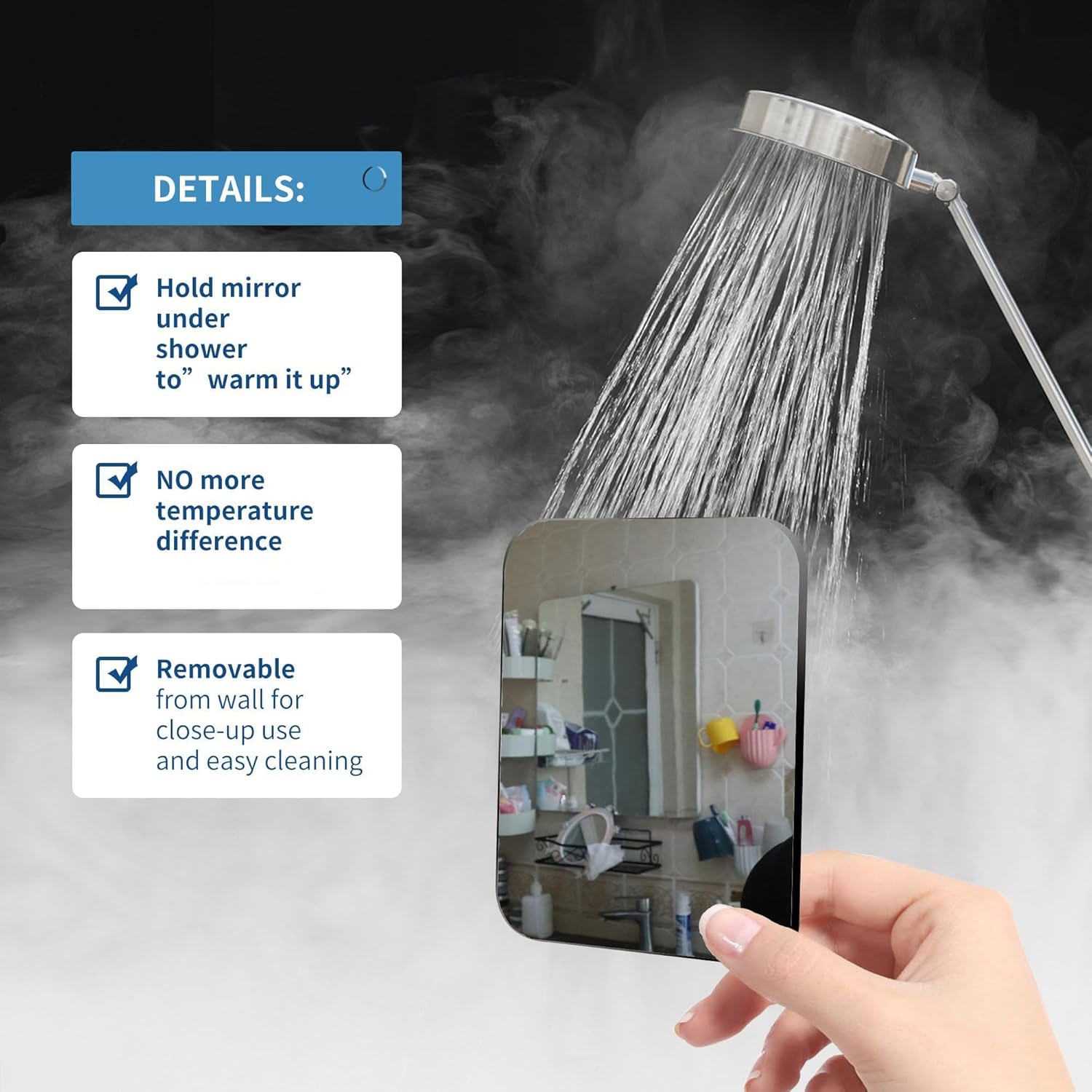 Perfect for Shaving Cleaning Durable Portable Shower Mirror from Mcudsy