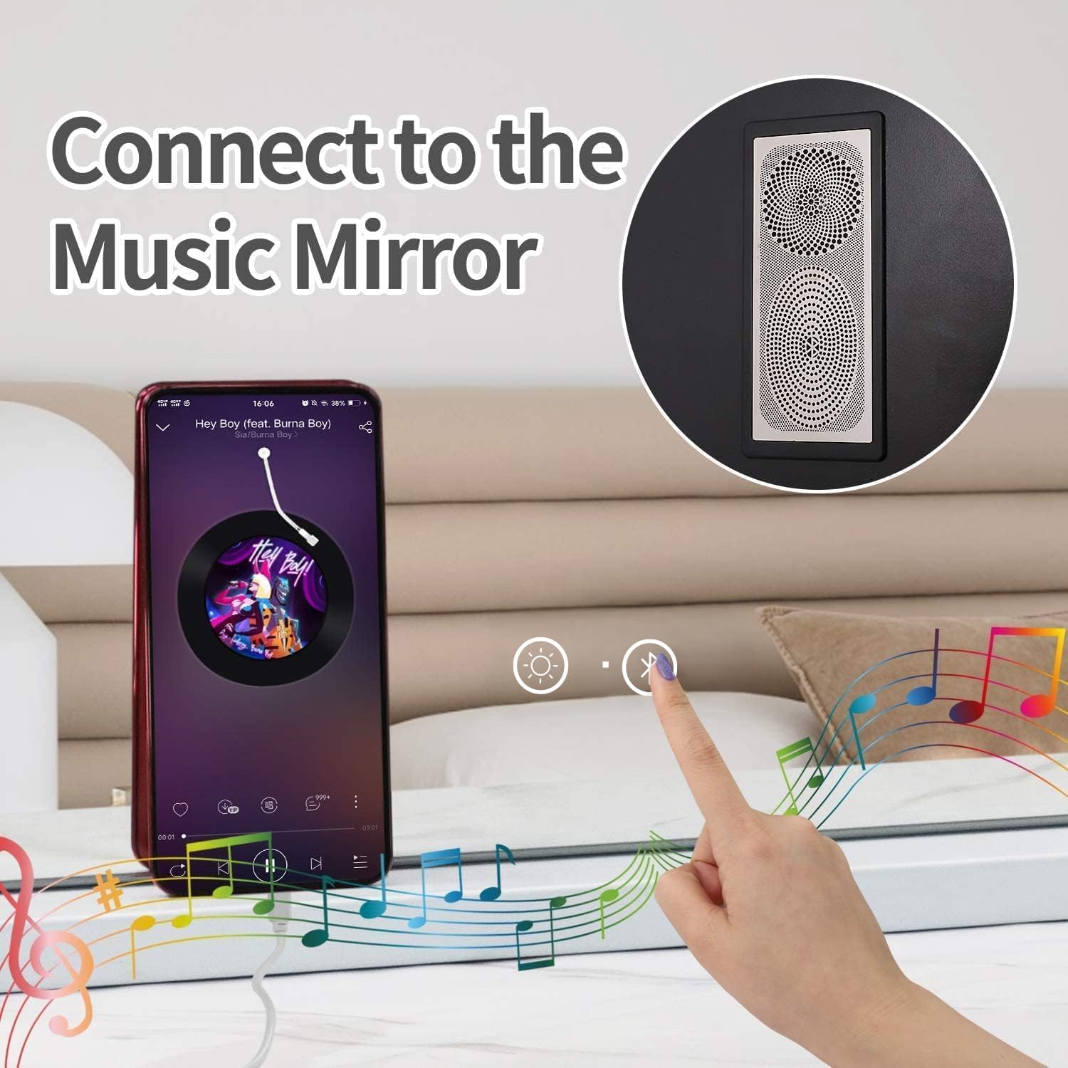 Hansong Vanity Mirror with Lights Bluetooth