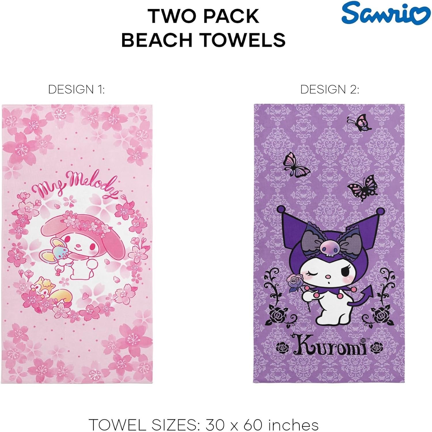 NORTHWEST Hello Kitty Beach Towel 2-Pack