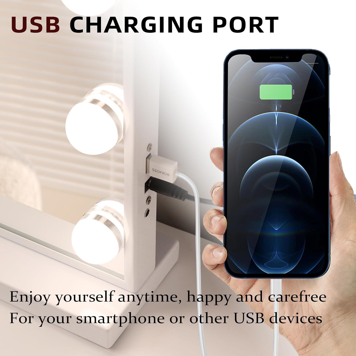 Fenair Vanity Mirror with LED Lights and USB Charging Port
