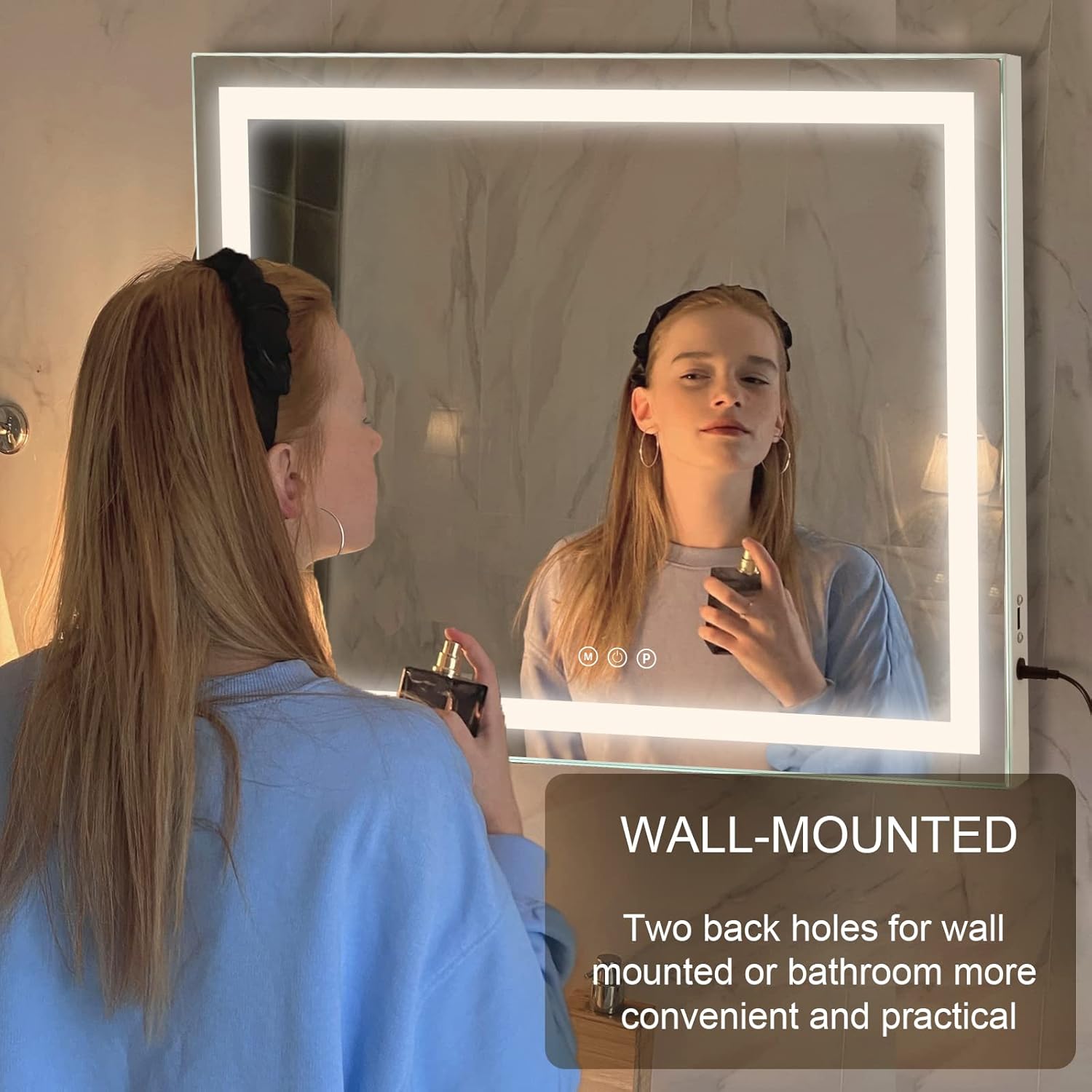 Sucedey Vanity Mirror Touch Screen Adjustable Lighting Detachable 10X Magnifier