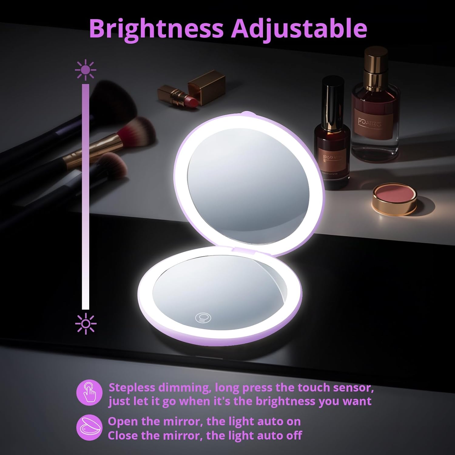 Fabuday Compact Magnifying Makeup Mirror with Lights