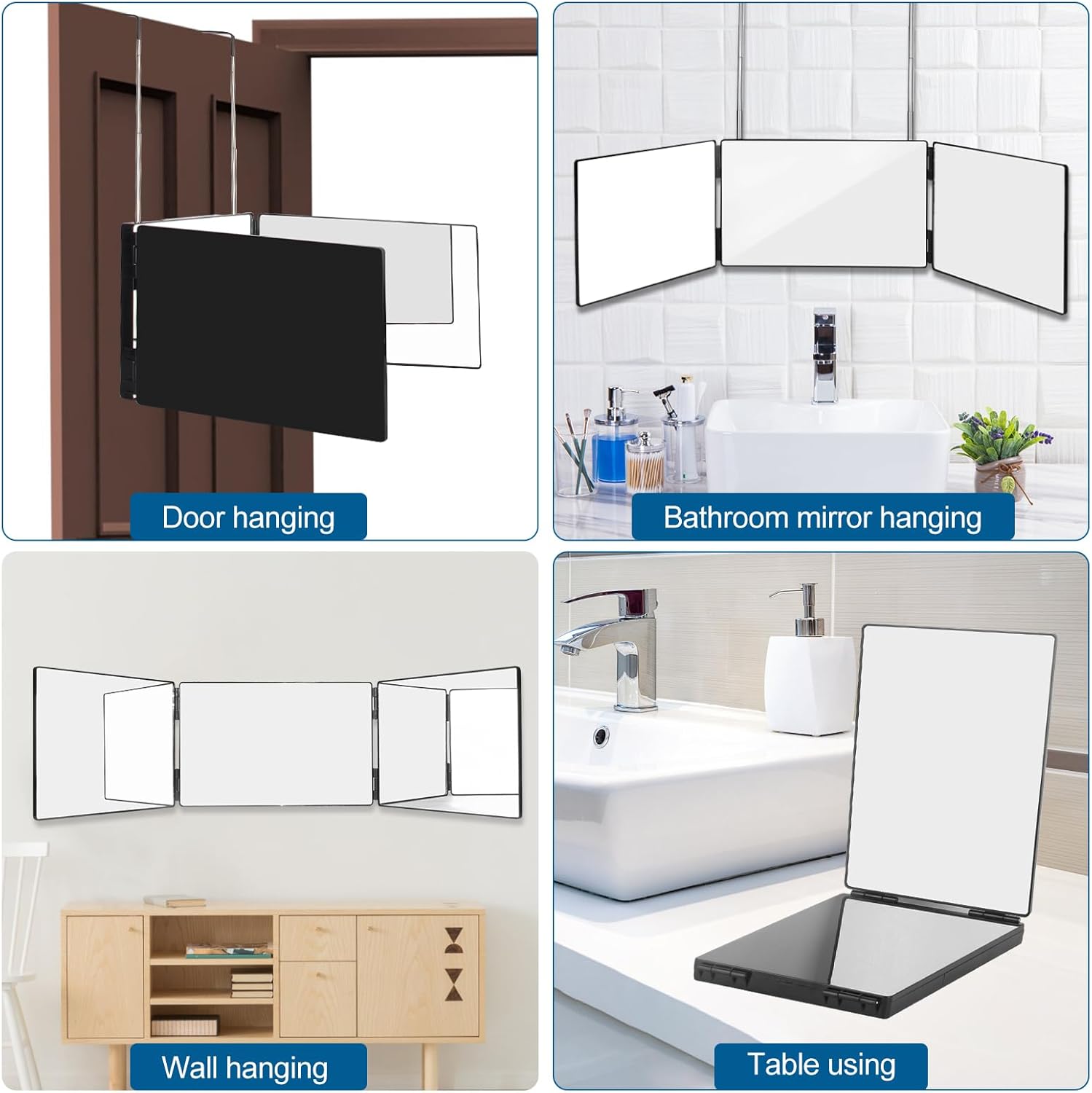 3 Panel Trifold Mirror for Grooming and Make-up