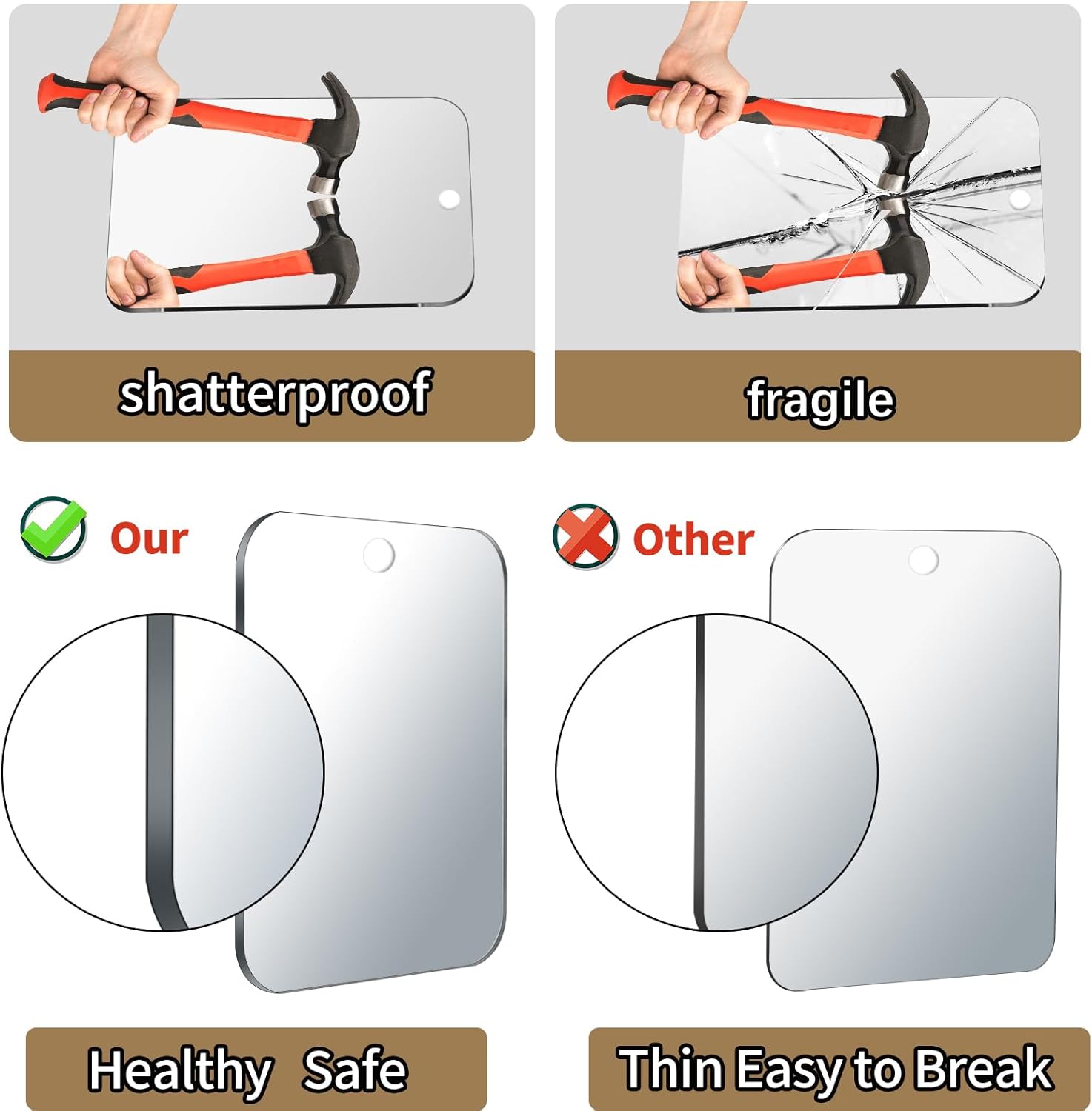 8x6 Travel-Friendly Fogless Mirror for Shaving Beauty