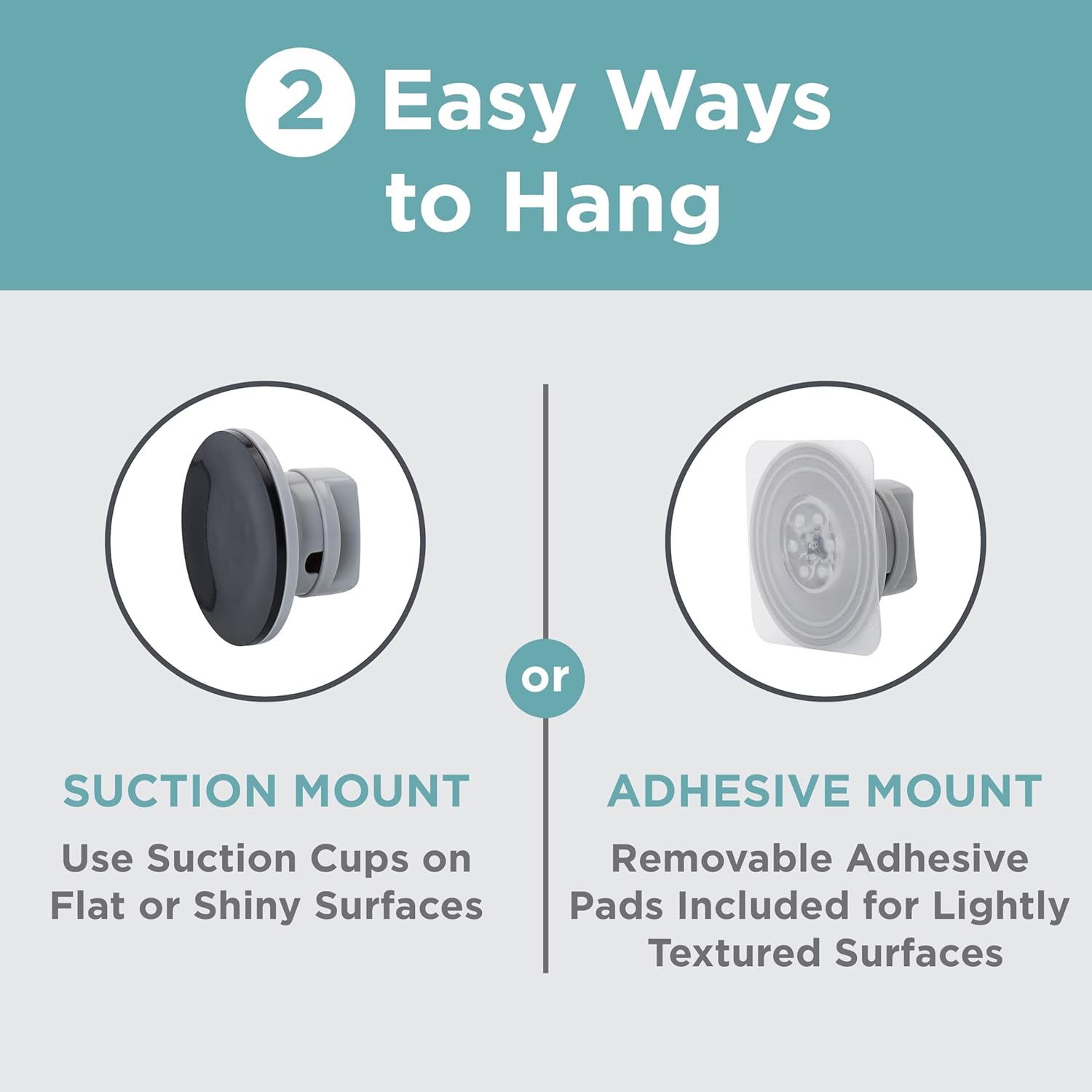 Zenna Home Adhesive or Suction Mount Fogless Shower Mirror
