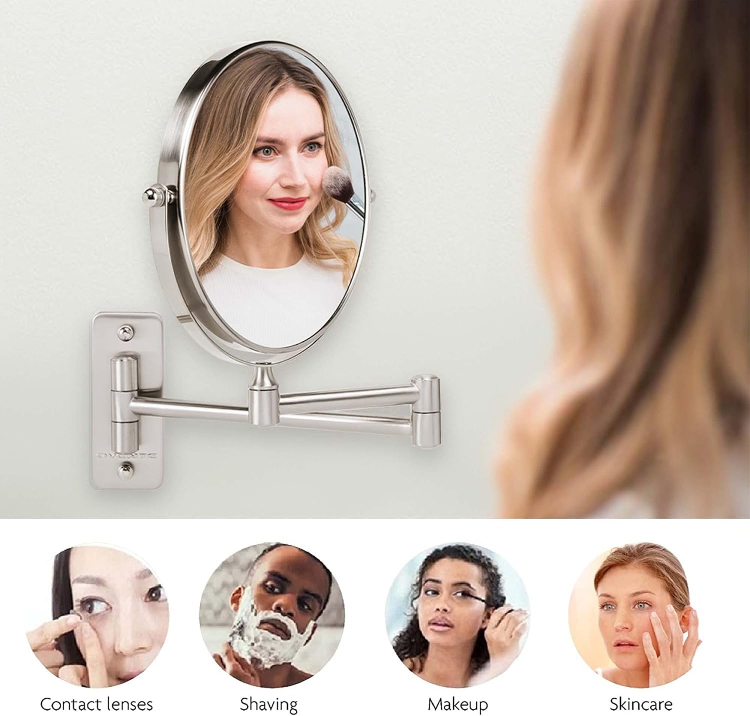 OVENTE 7 Inch Wall Mounted Makeup Mirror with Magnification