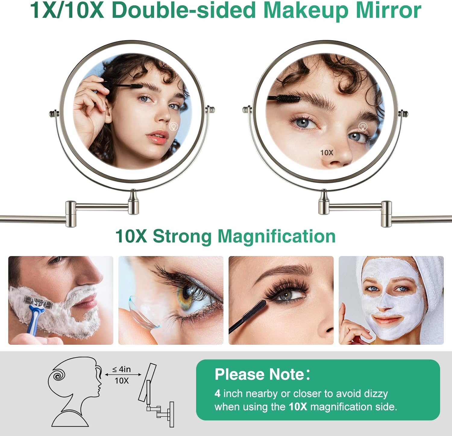Rechargeable LED Wall-Mounted Makeup Mirror