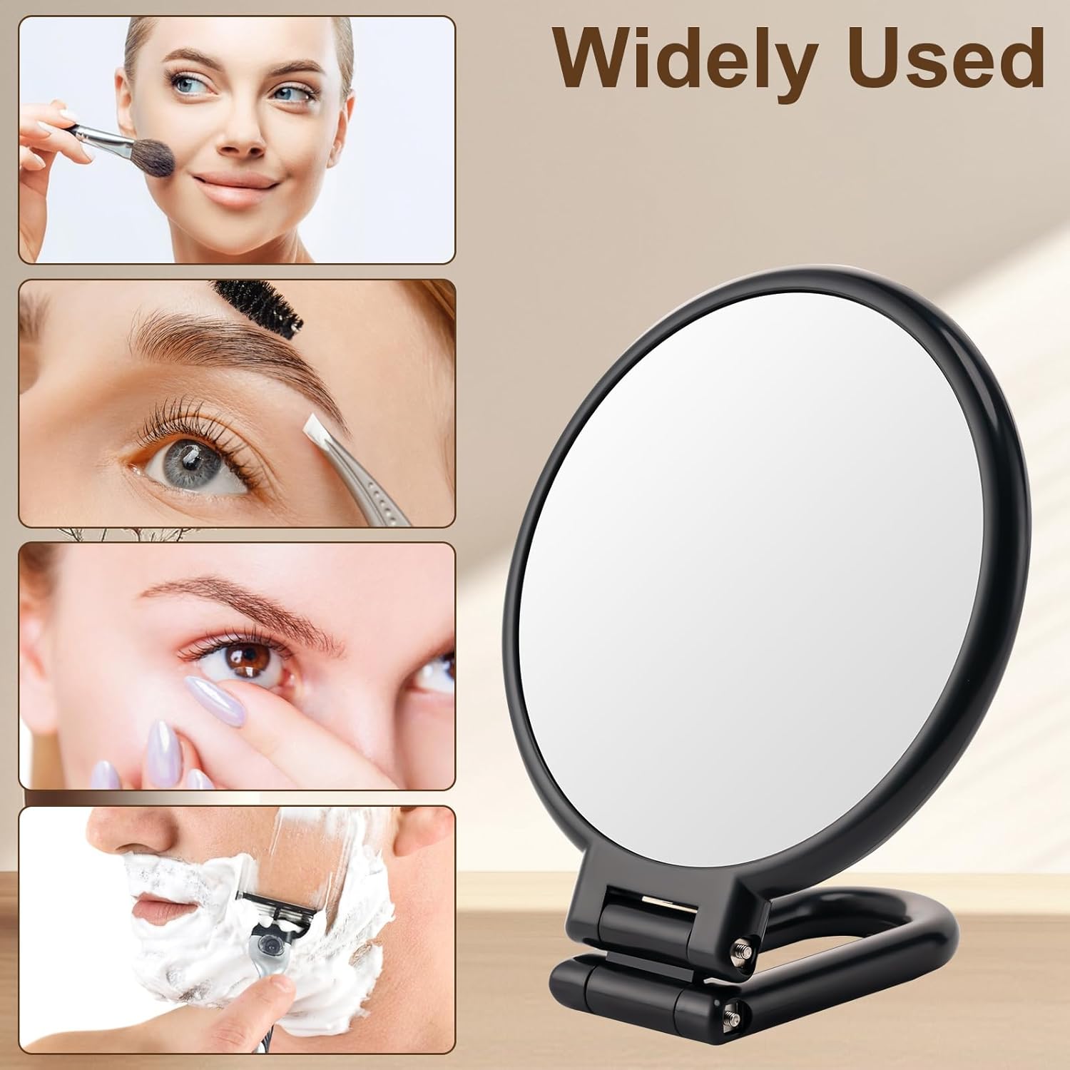 Versatile 10X Magnifying Handheld Mirror with Dual Faces