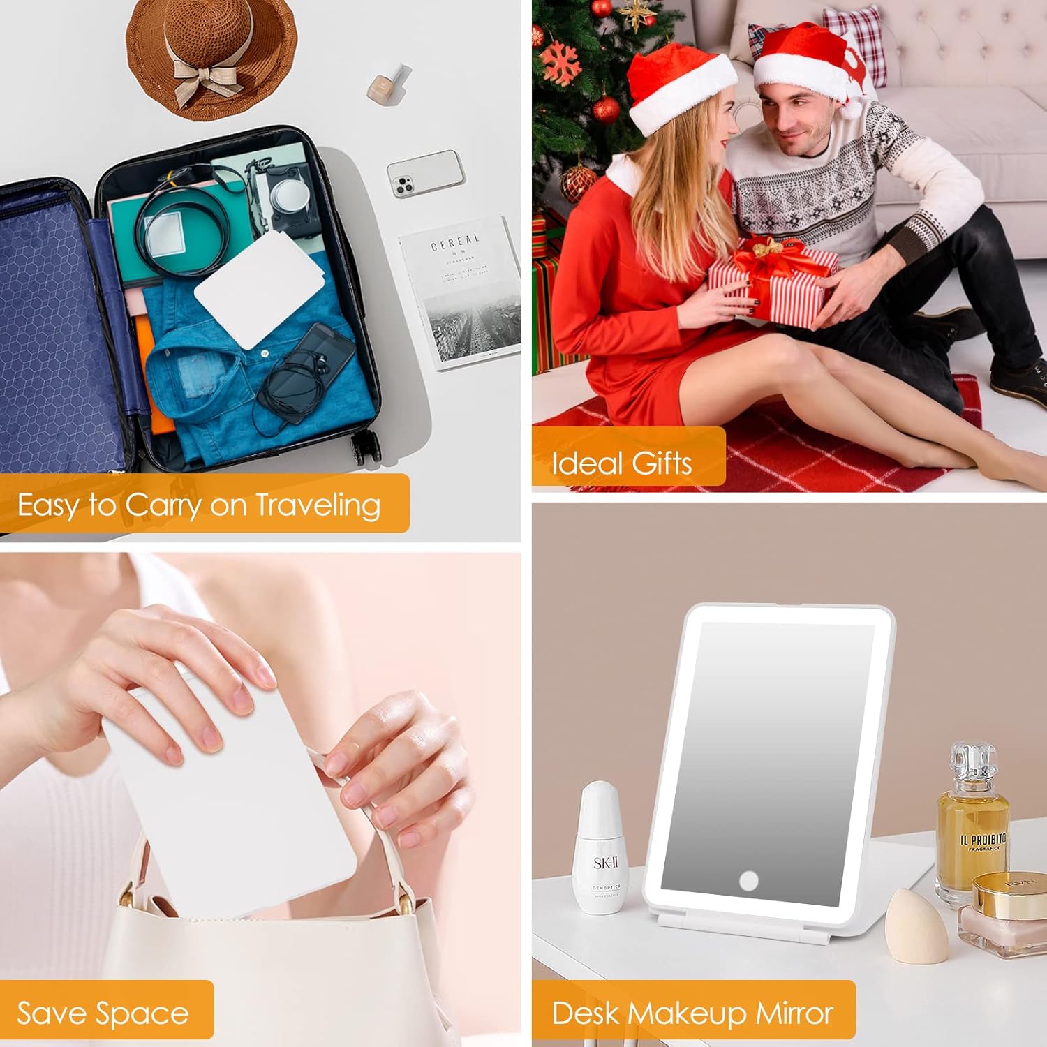 DenCert Rechargeable Travel Makeup Mirror