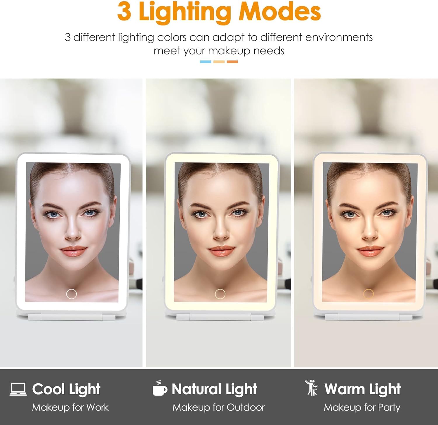 DenCert Rechargeable Travel Makeup Mirror