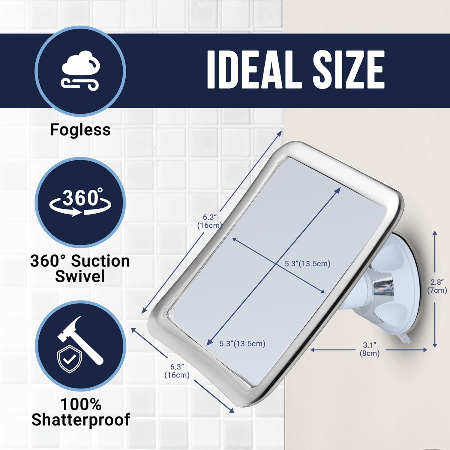 MirrorVana Chromed Fogless Shower Mirror