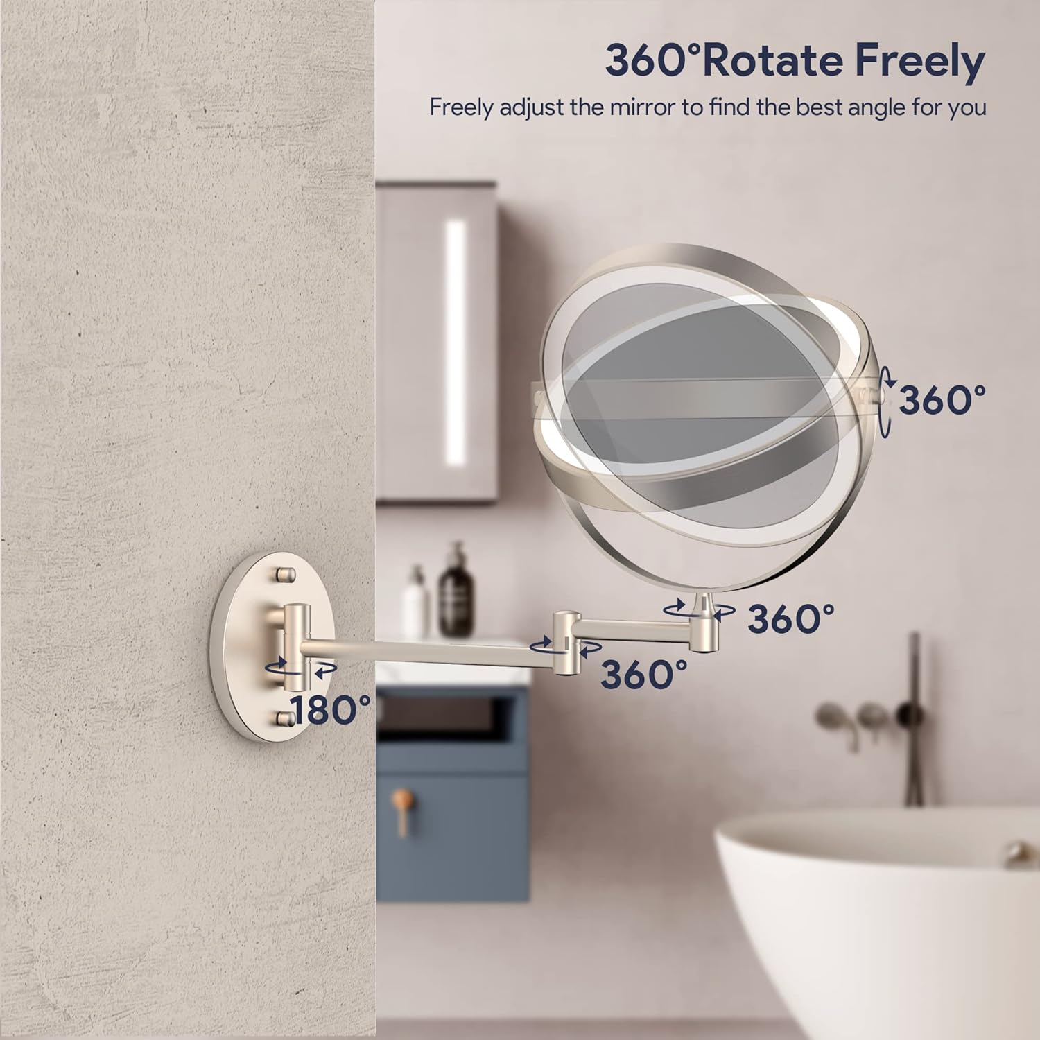 Spacious Wall-Mounted Makeup Mirror