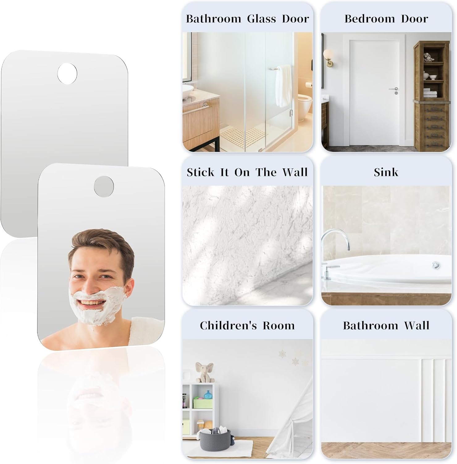 2Pcs Aiyorse shower mirror for travel