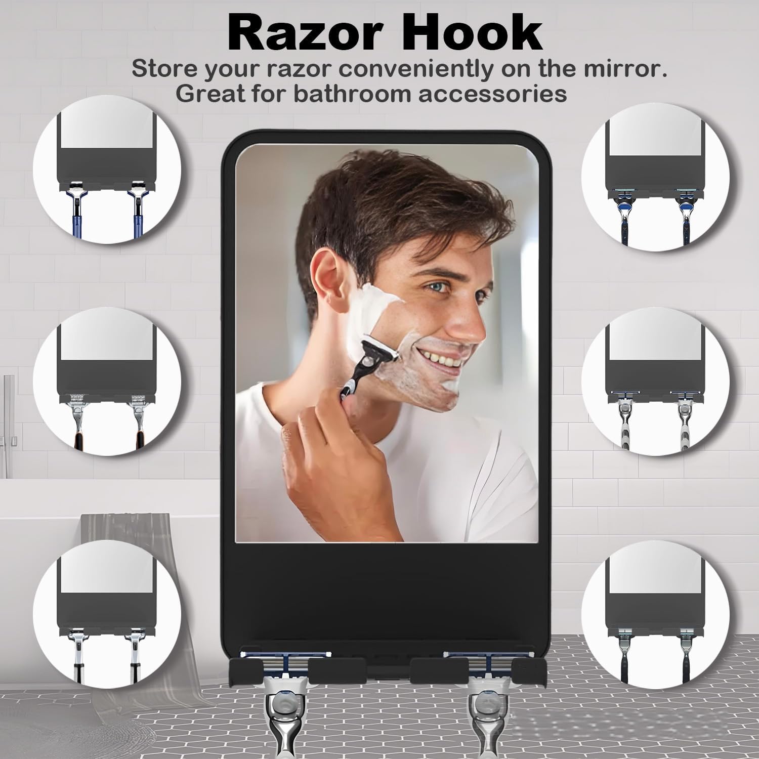 Infitrans - Fogless shower mirror with storage for grooming essentials