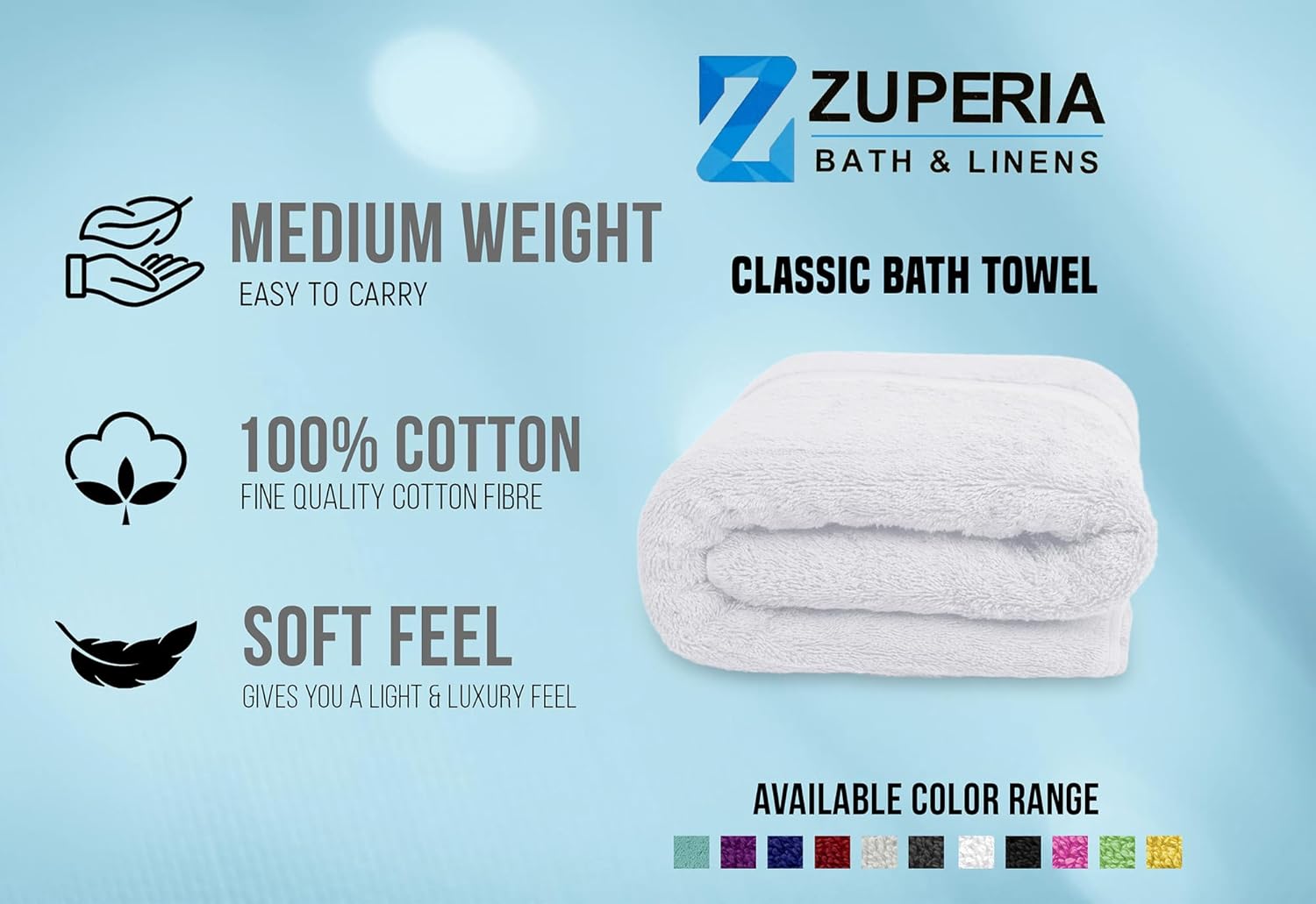 Zuperia Premium 100 Cotton Bath Towels