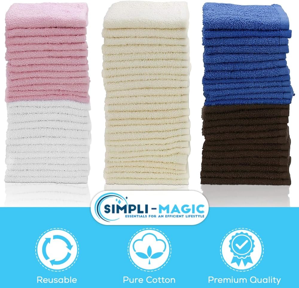 100 Cotton Washcloths Set - Multi Color