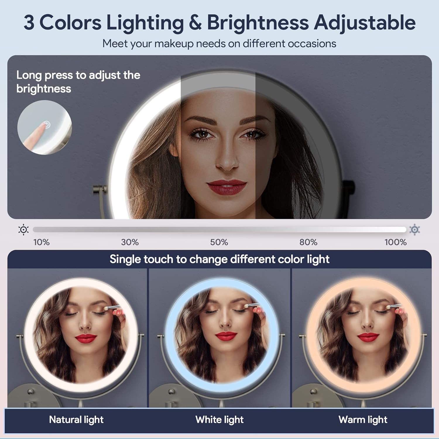 Spacious Wall-Mounted Makeup Mirror