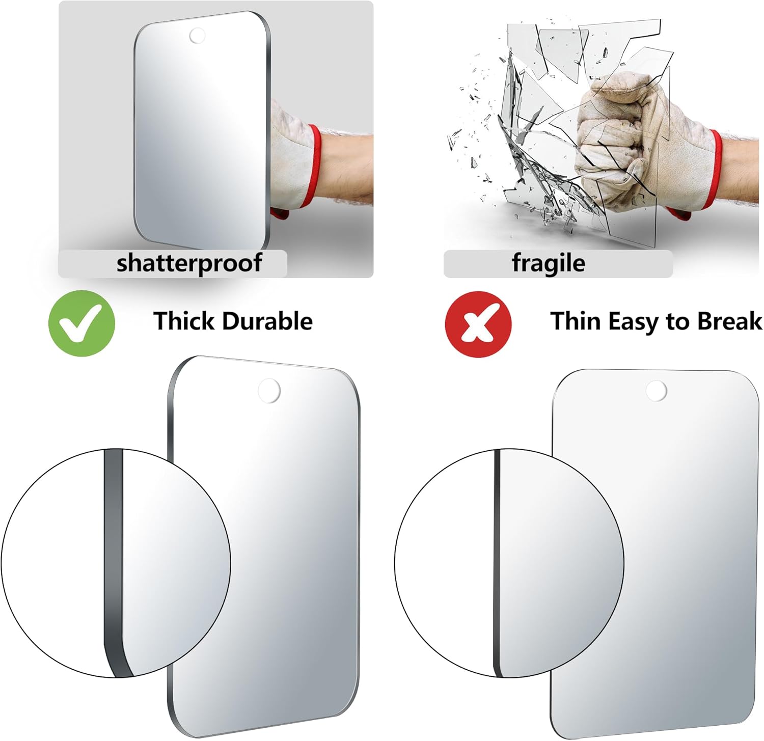Fog-Free 6x8 Mirror Compact for Travel