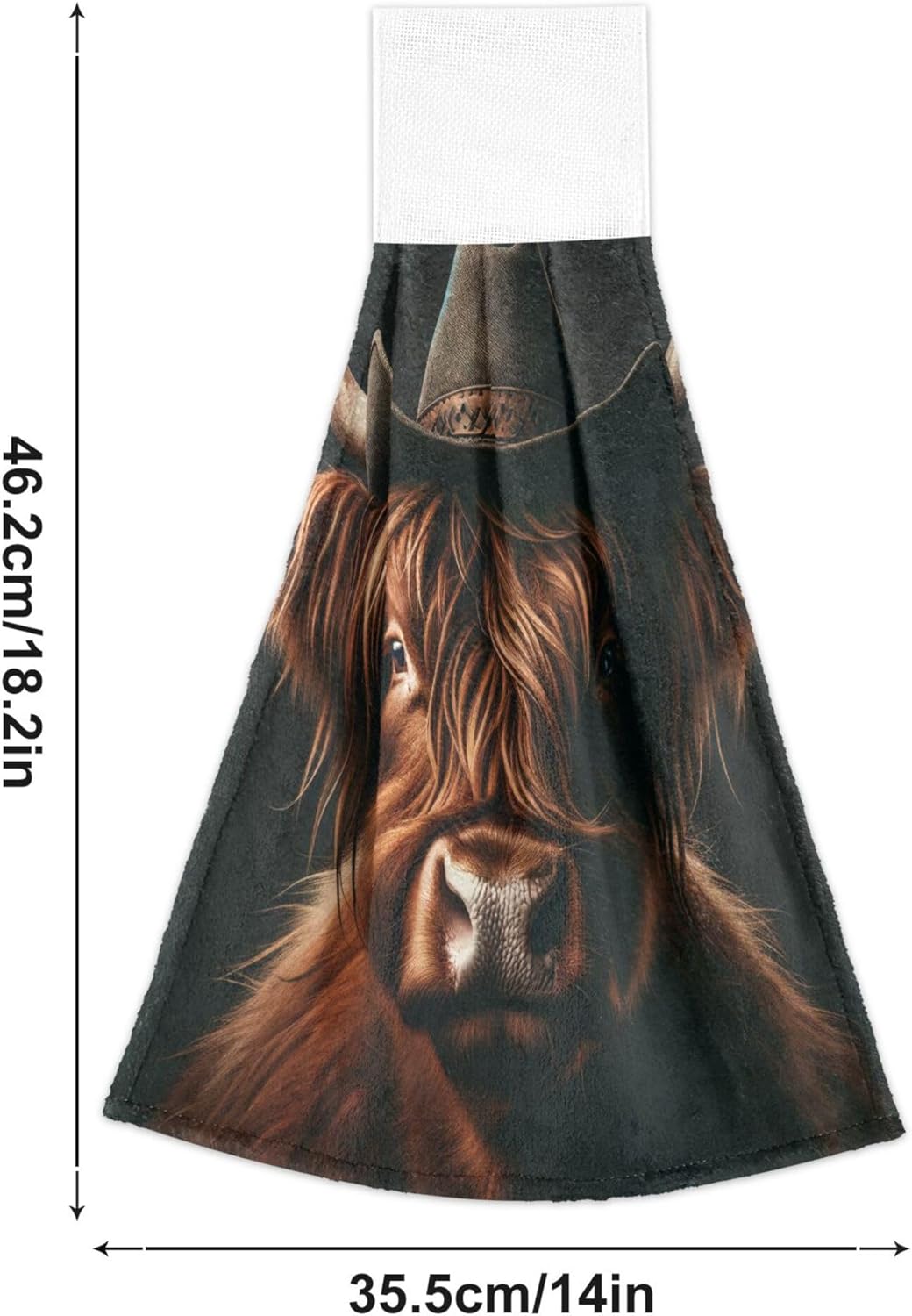 Scottish Highland Cow Fingertip Towels 2PCS Absorbent Kitchen Linen with Loop