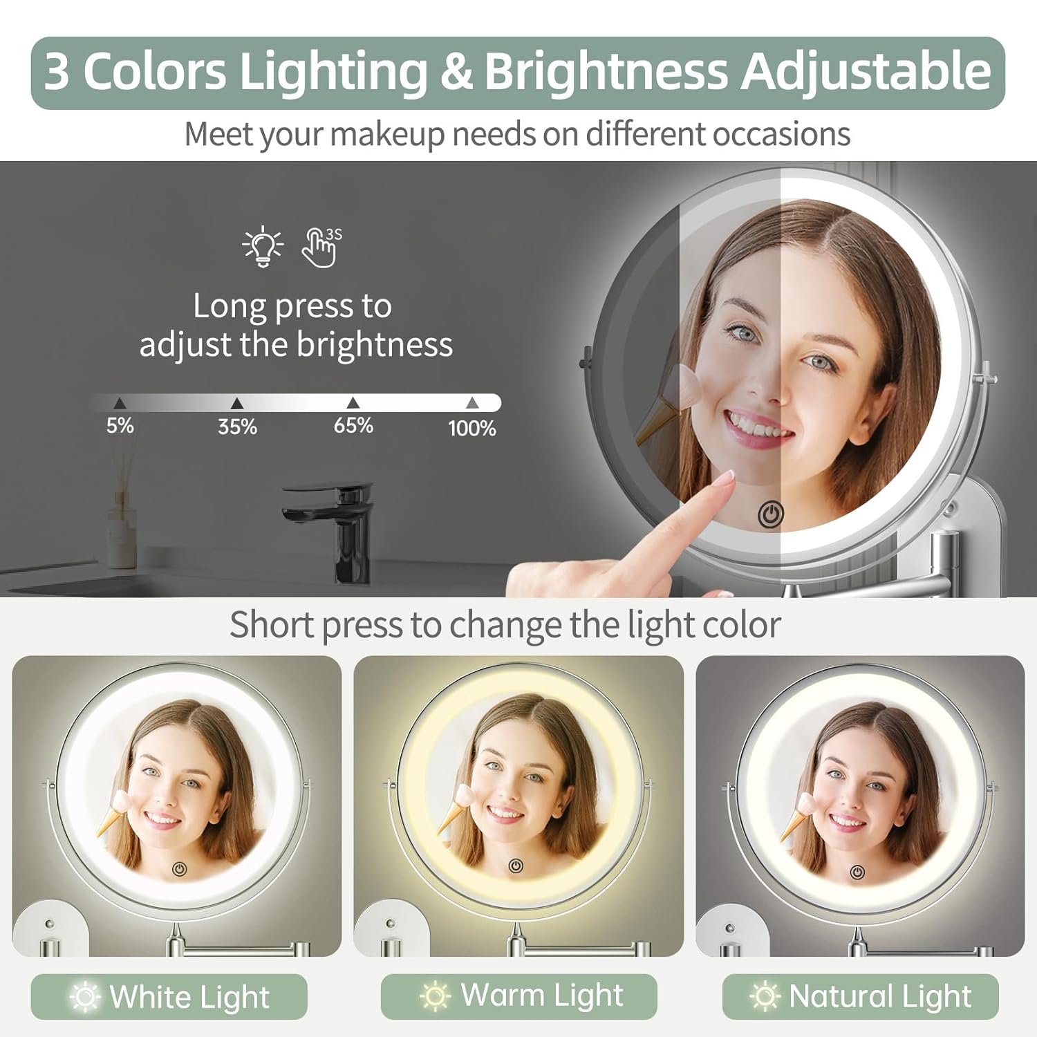 Perfect Salon-M quality makeup mirror for wall installation