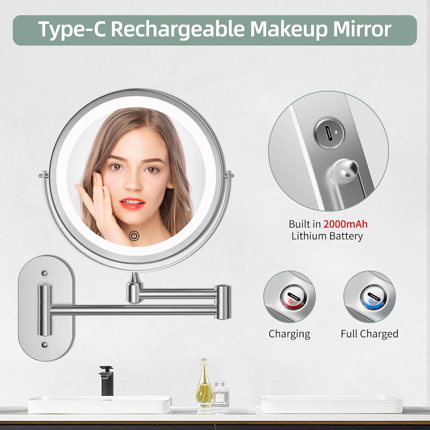 Perfect Salon-M quality makeup mirror for wall installation