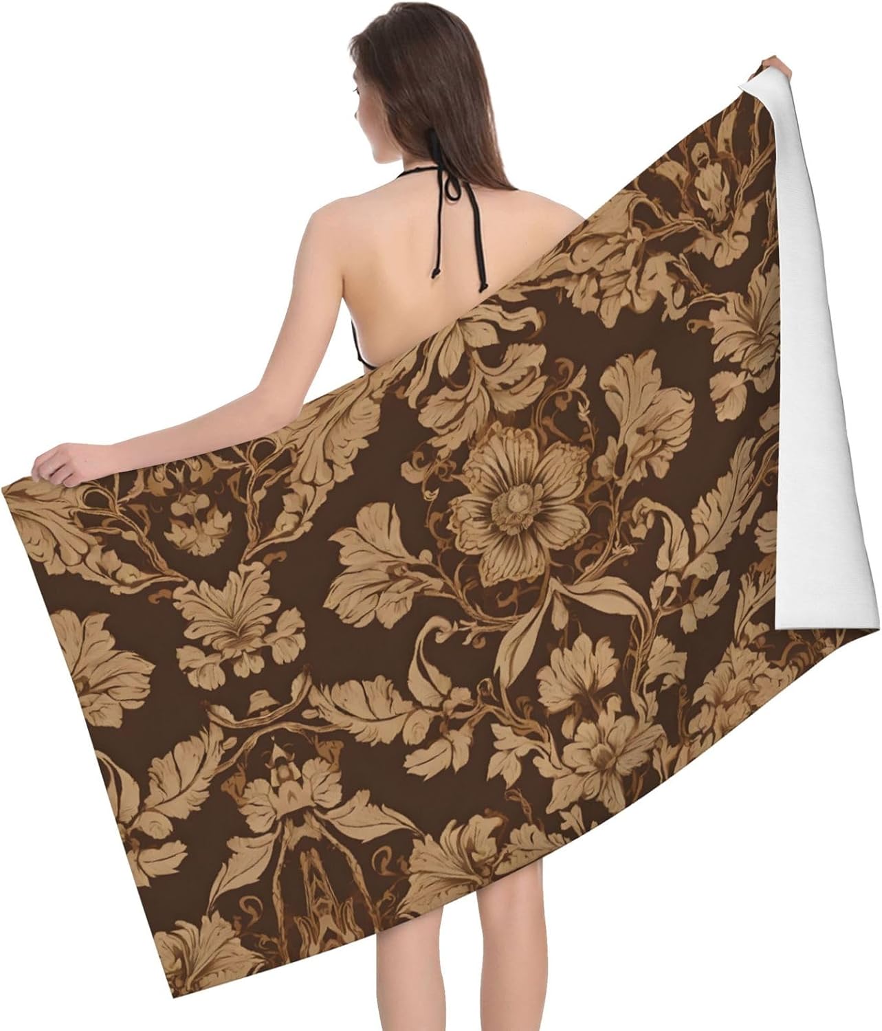Ornate Floral Printed Microfiber Bath Towels - 52x32in