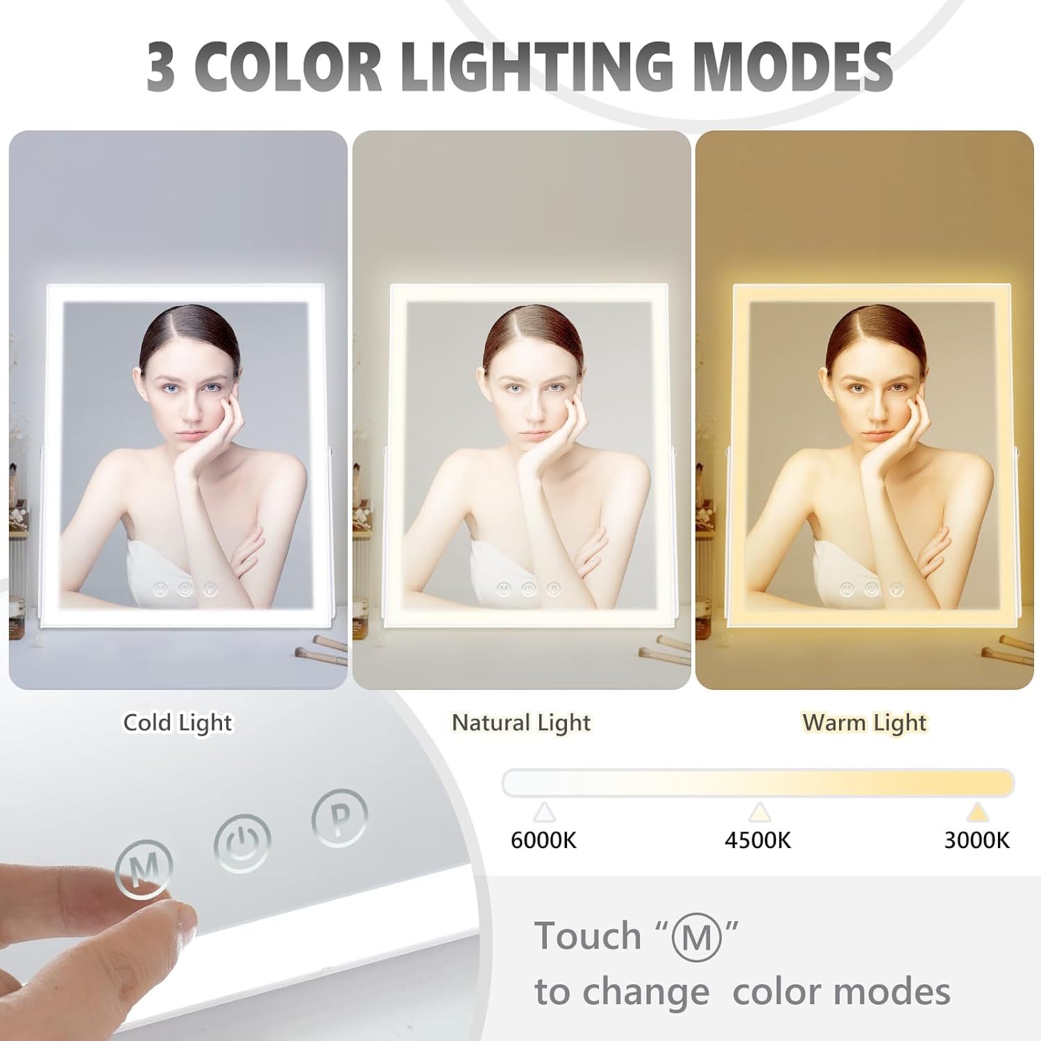 compact makeup mirror with lights 10x12 inch