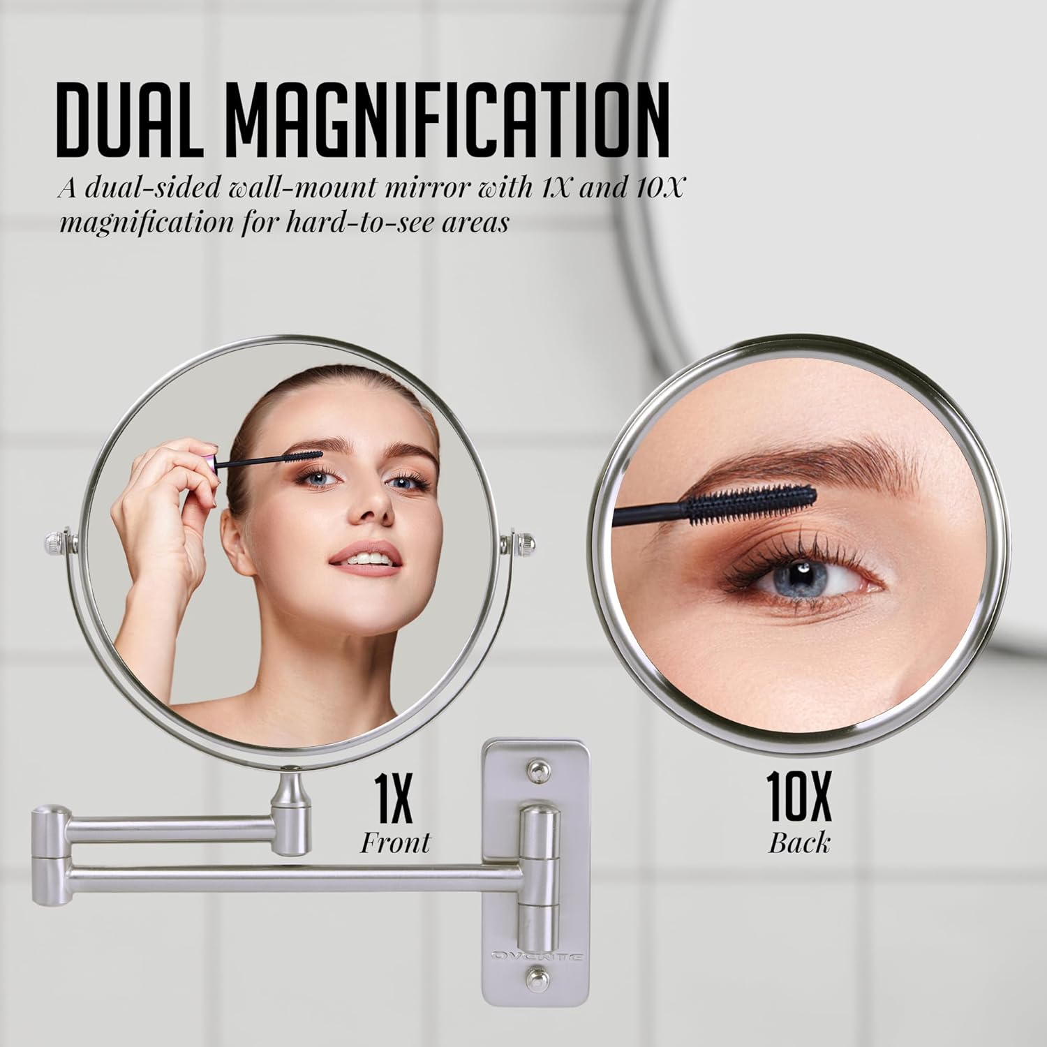 OVENTE 7 Inch Wall Mounted Makeup Mirror with Magnification