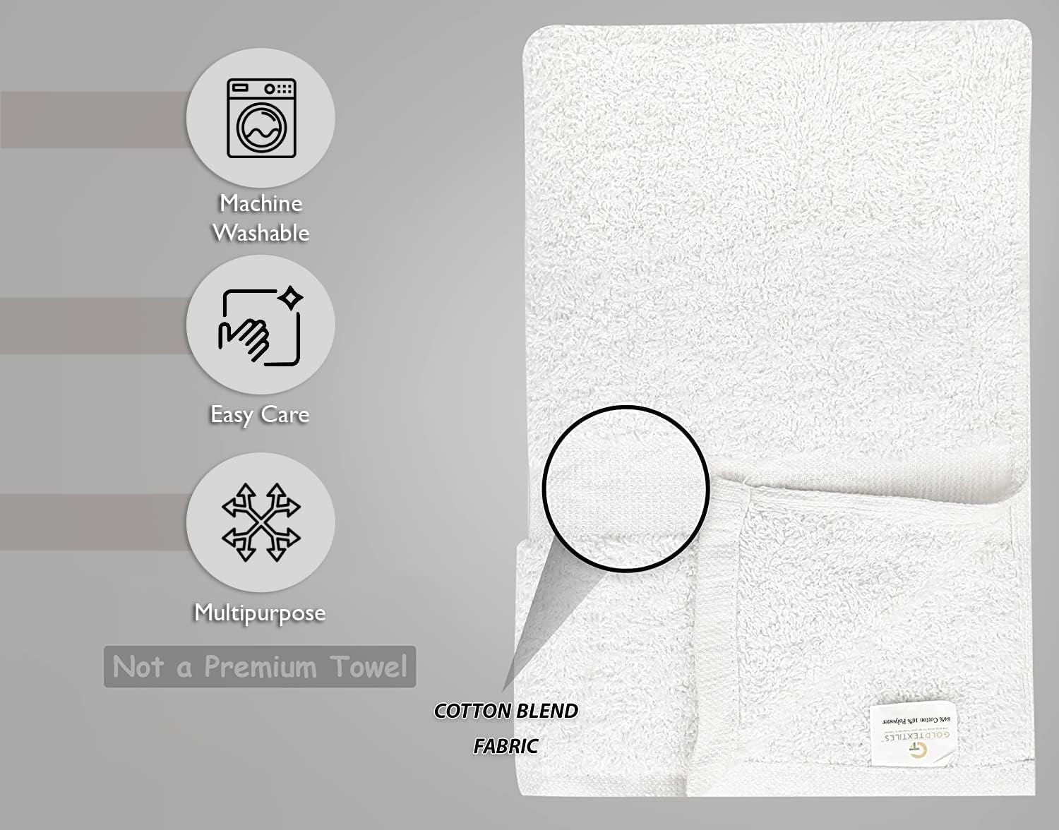 GOLD TEXTILES 60-Pack Economy White Bath Towels Bulk 22x44 Inches