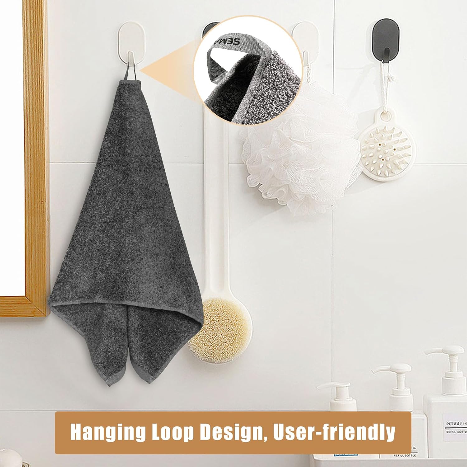 SEMAXE Grey Washcloths